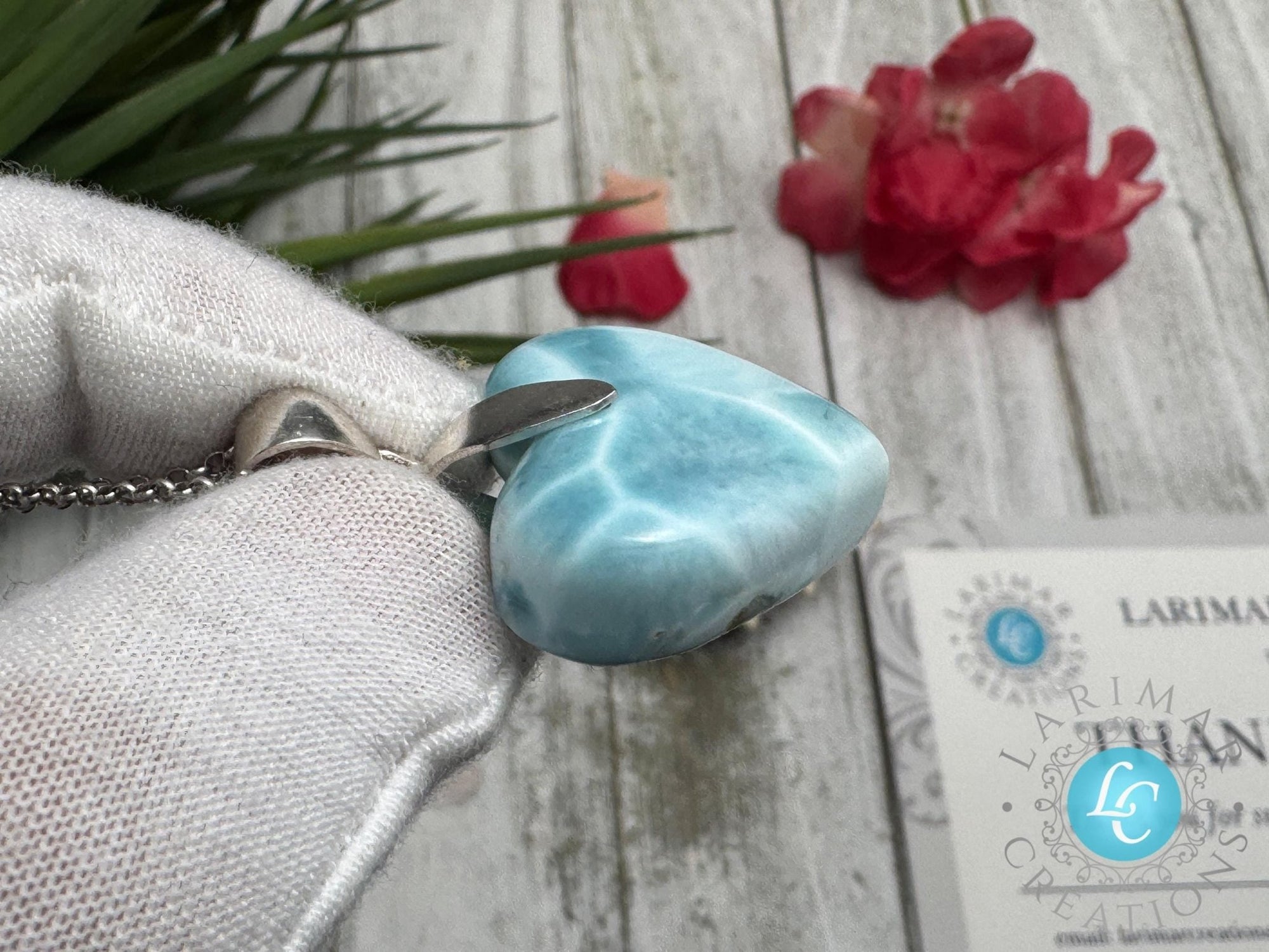 Larimar Heart Pendant | Sterling Silver - Larimar Creations