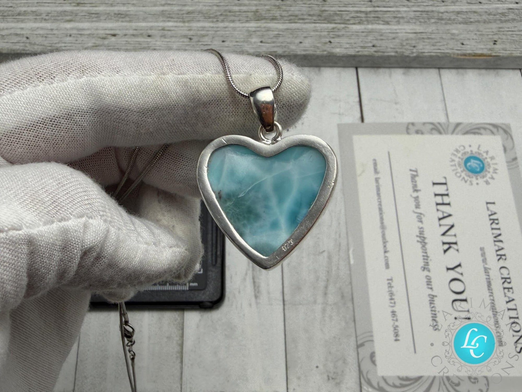 Larimar Heart Pendant: Sterling Silver - Larimar Creations