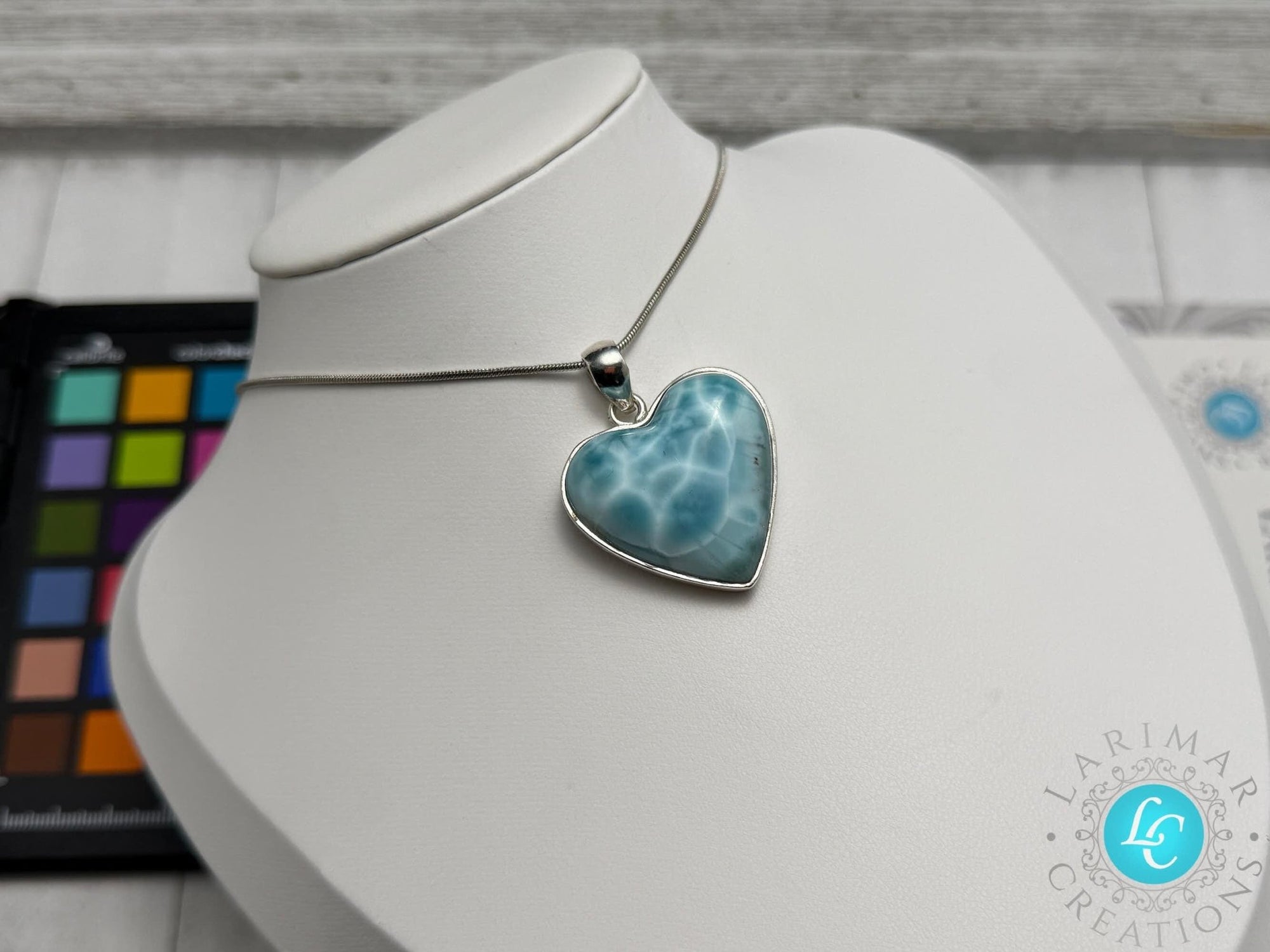 Larimar Heart Pendant: Sterling Silver - Larimar Creations