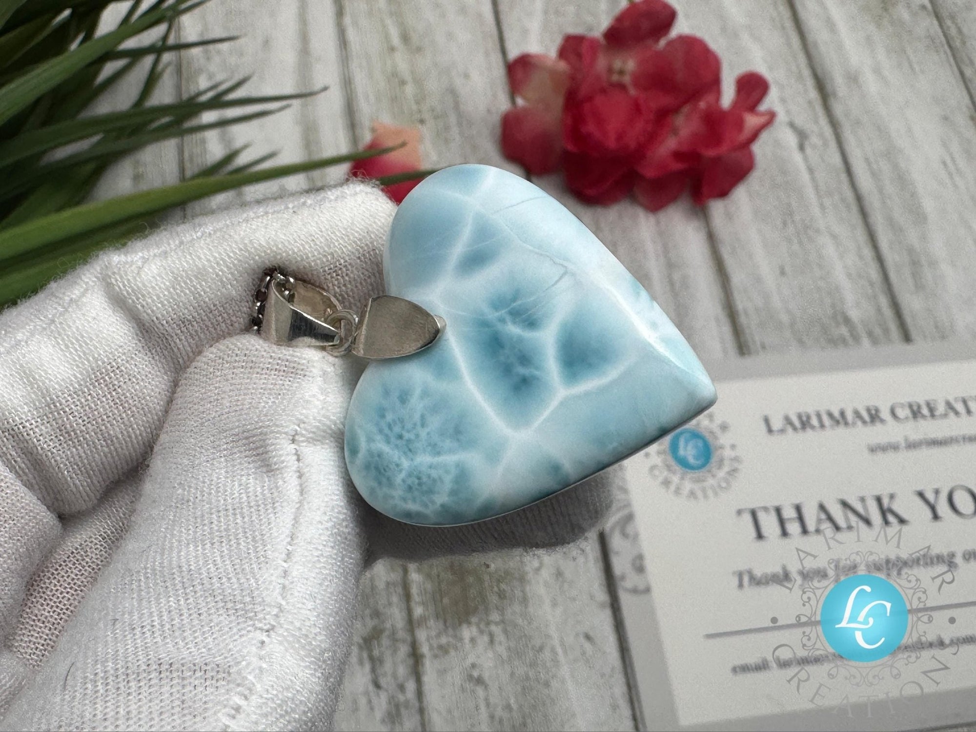 Larimar Heart Pendant: Sterling Silver - Larimar Creations