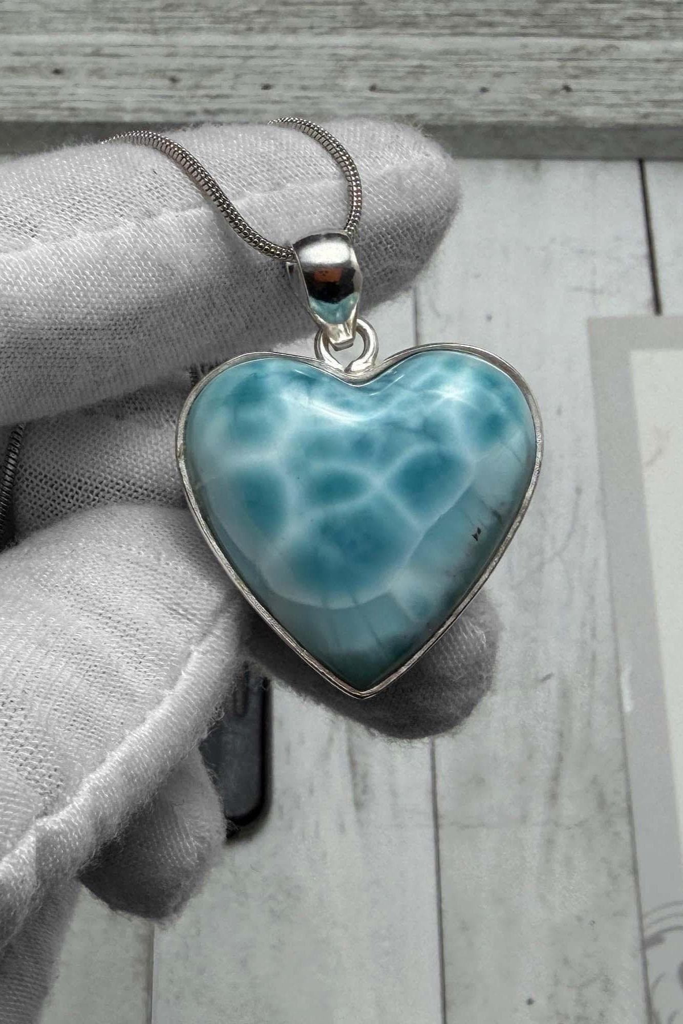 Larimar Heart Pendant: Sterling Silver - Larimar Creations