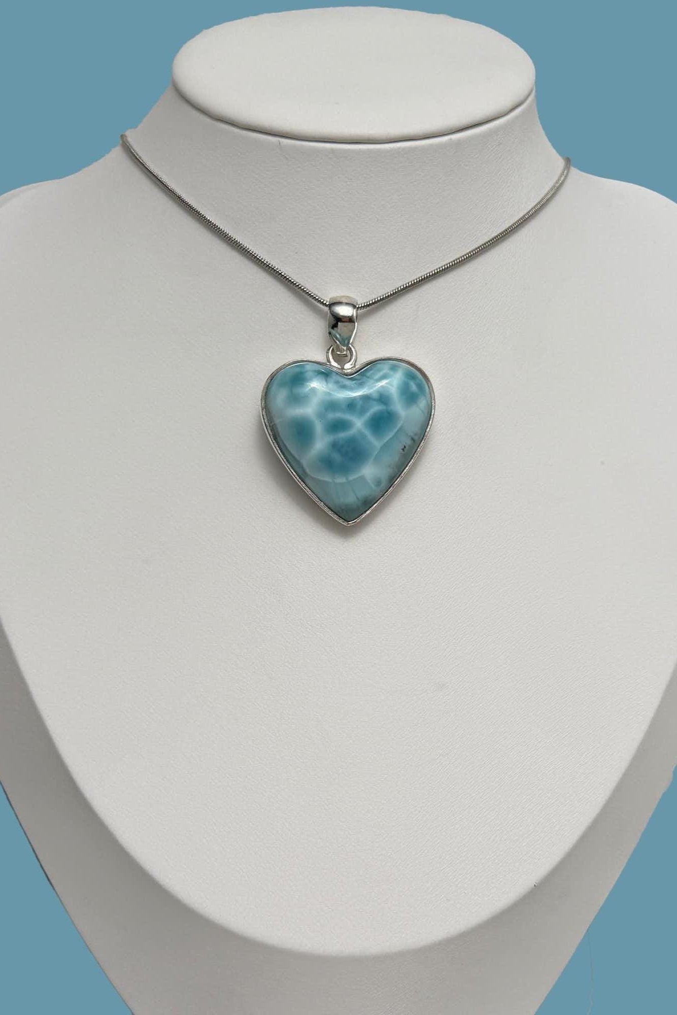 Larimar Heart Pendant: Sterling Silver - Larimar Creations