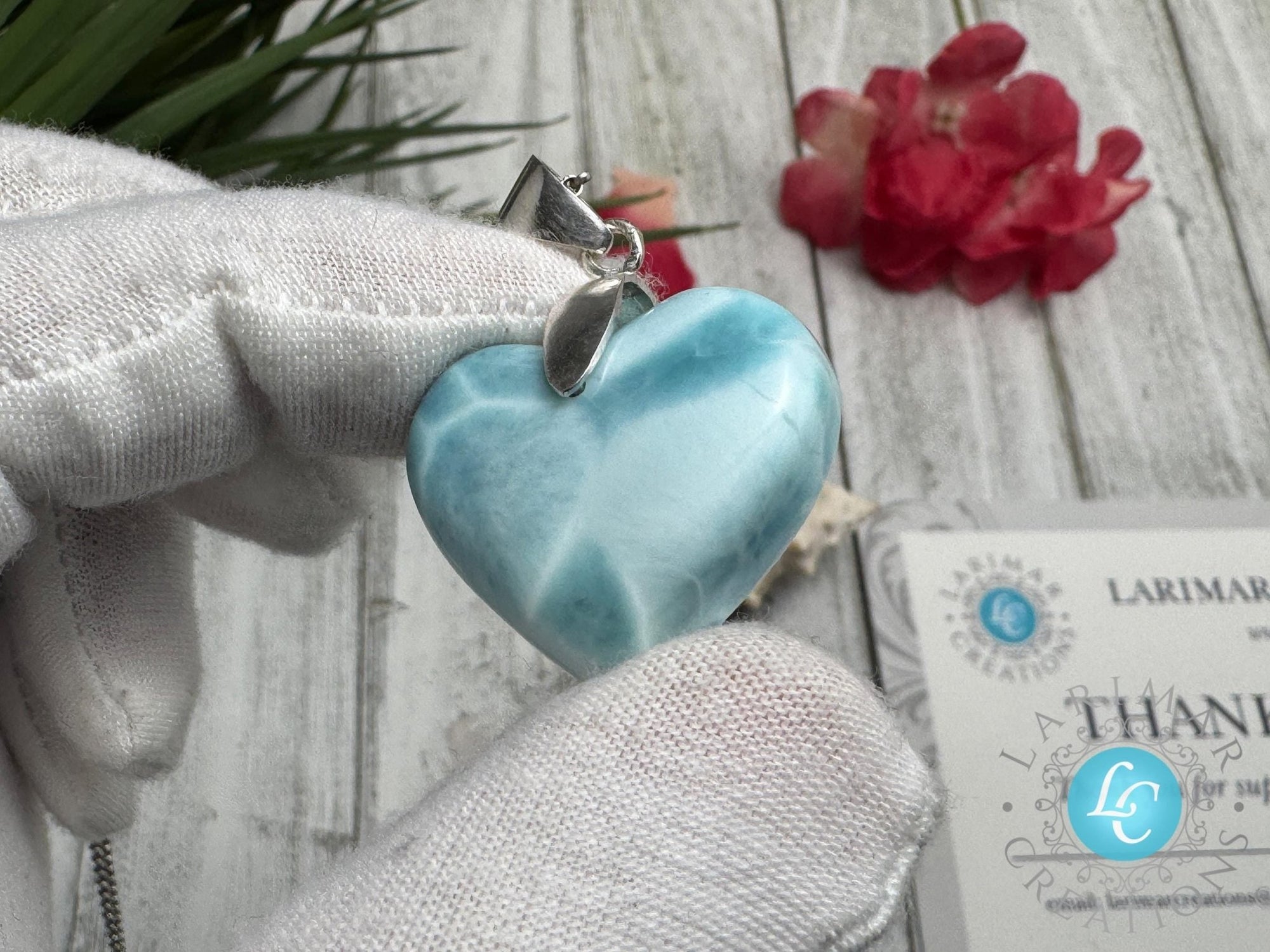 Larimar Heart Pendant | Sterling Silver - Larimar Creations