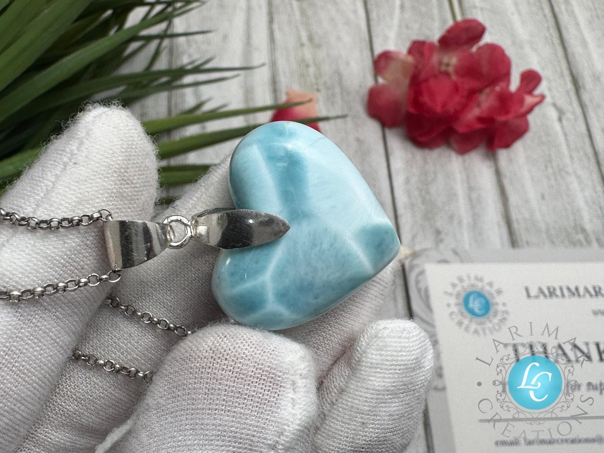 Larimar Heart Pendant | Sterling Silver - Larimar Creations