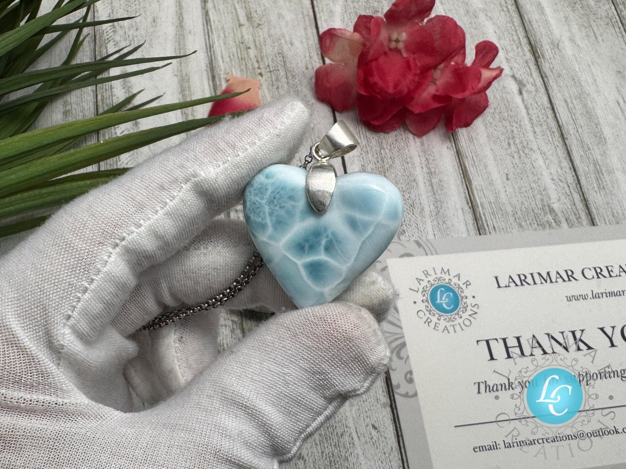 Larimar Heart Pendant: Sterling Silver - Larimar Creations