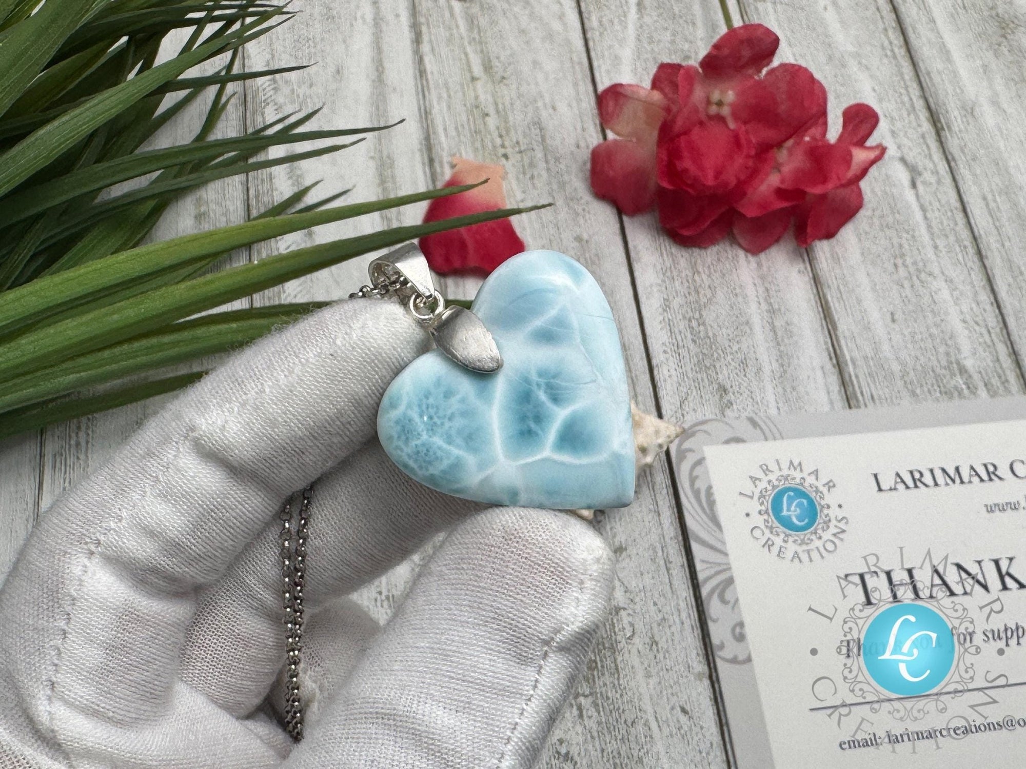 Larimar Heart Pendant: Sterling Silver - Larimar Creations