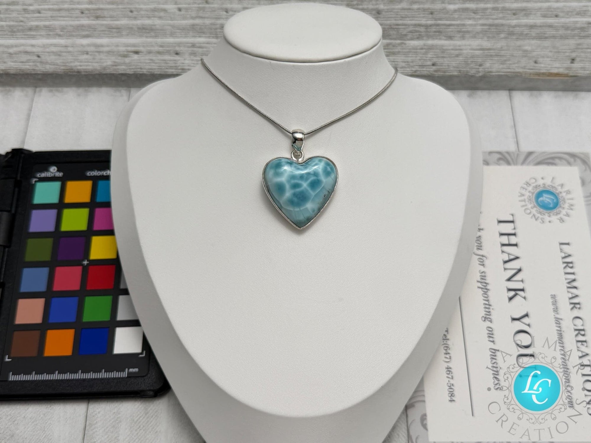 Larimar Heart Pendant: Sterling Silver - Larimar Creations