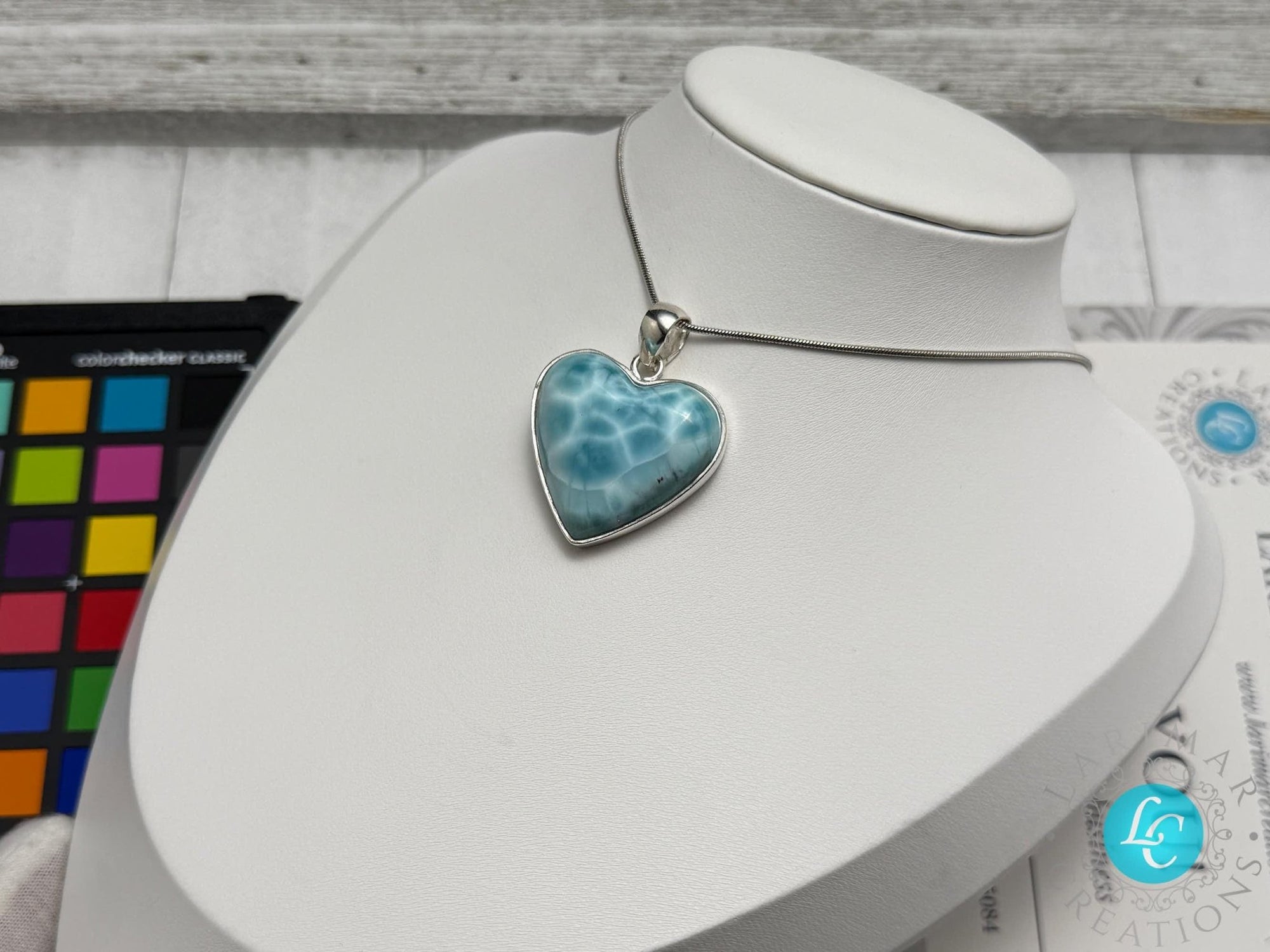 Larimar Heart Pendant: Sterling Silver - Larimar Creations