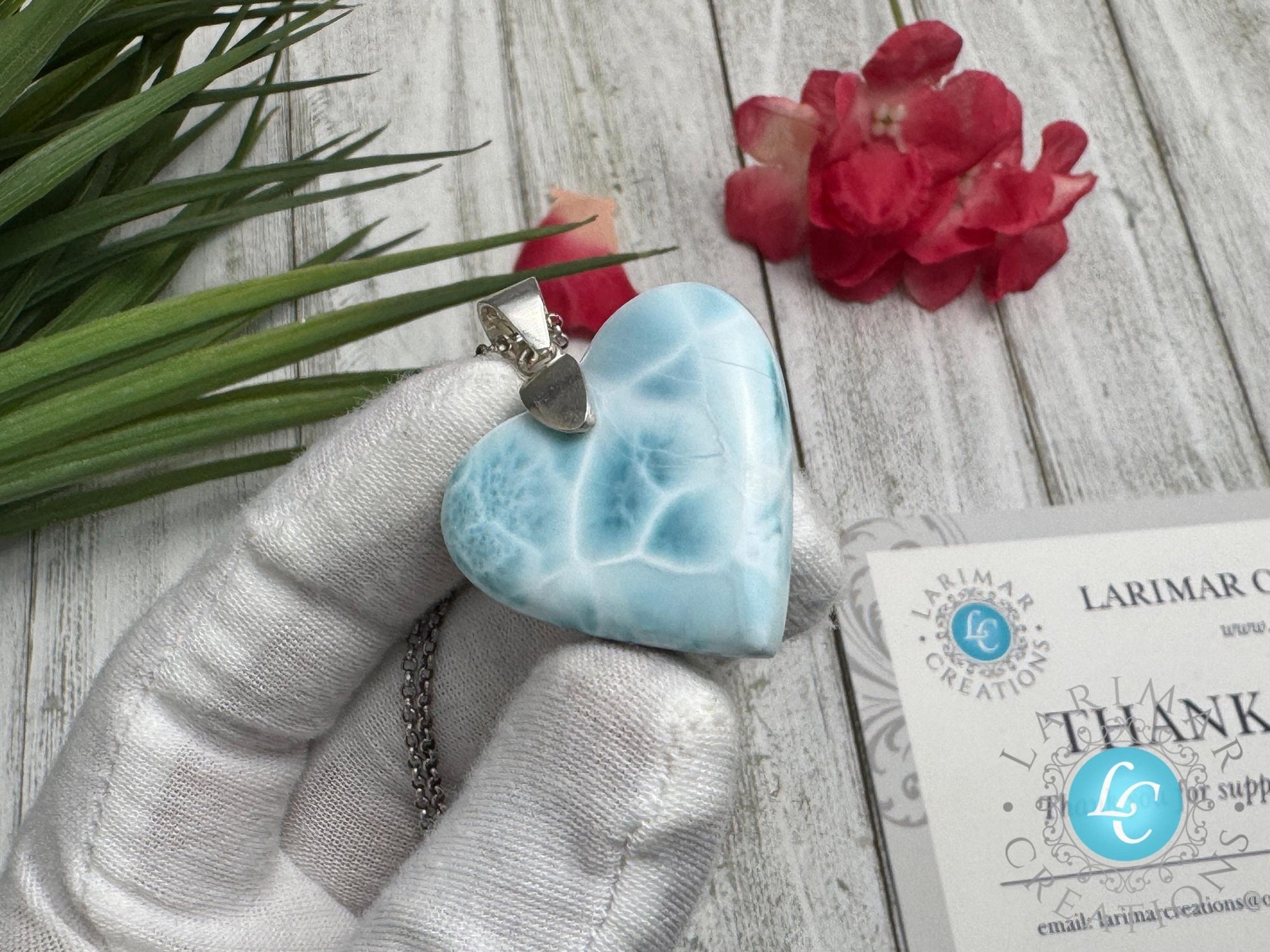 Larimar Heart Pendant: Sterling Silver - Larimar Creations
