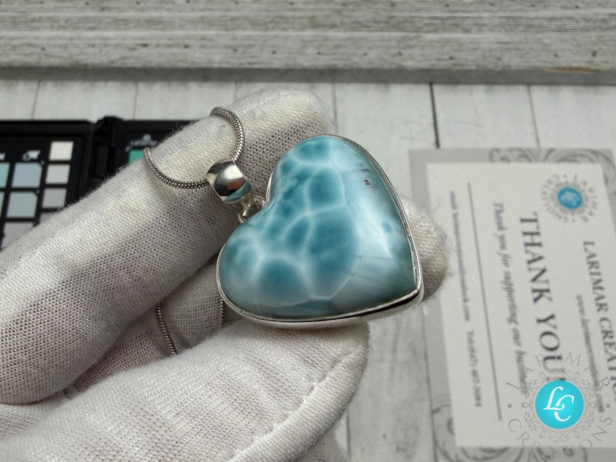 Larimar Heart Pendant: Sterling Silver - Larimar Creations