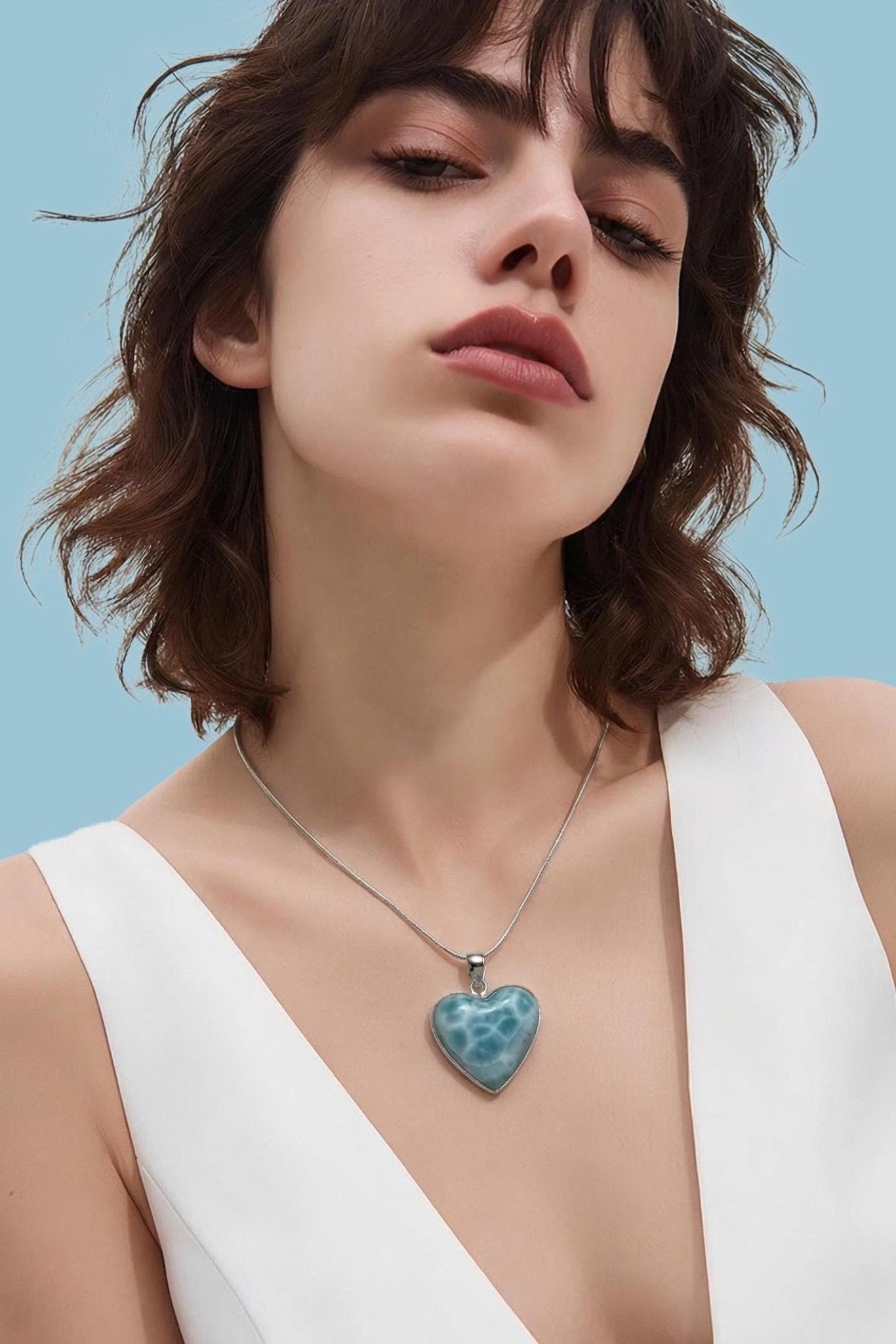Larimar Heart Pendant: Sterling Silver - Larimar Creations