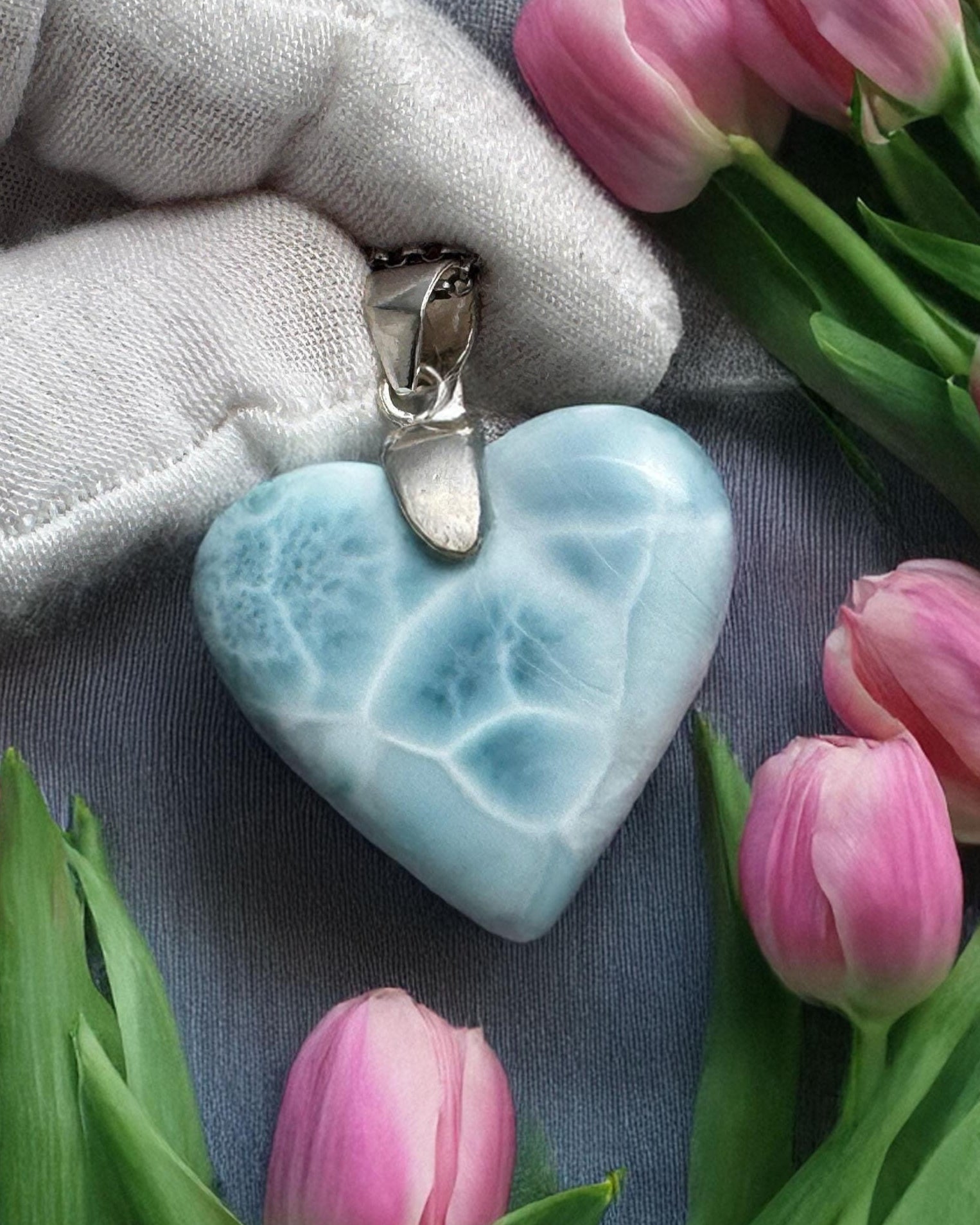 Larimar Heart Pendant: Sterling Silver - Larimar Creations