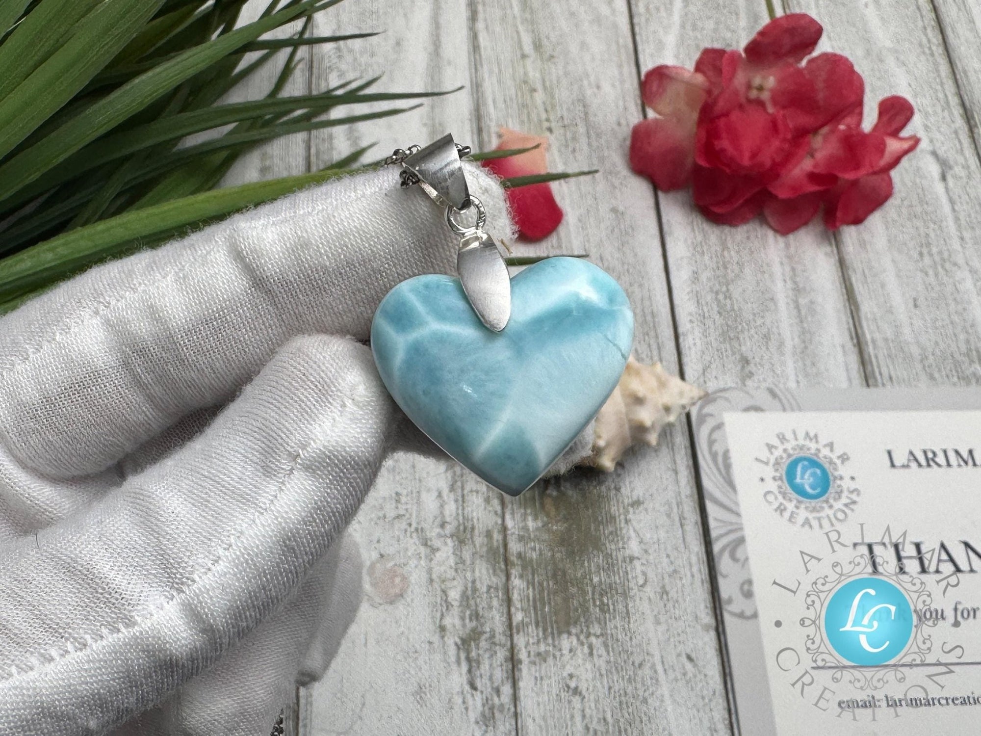 Larimar Heart Pendant | Sterling Silver - Larimar Creations