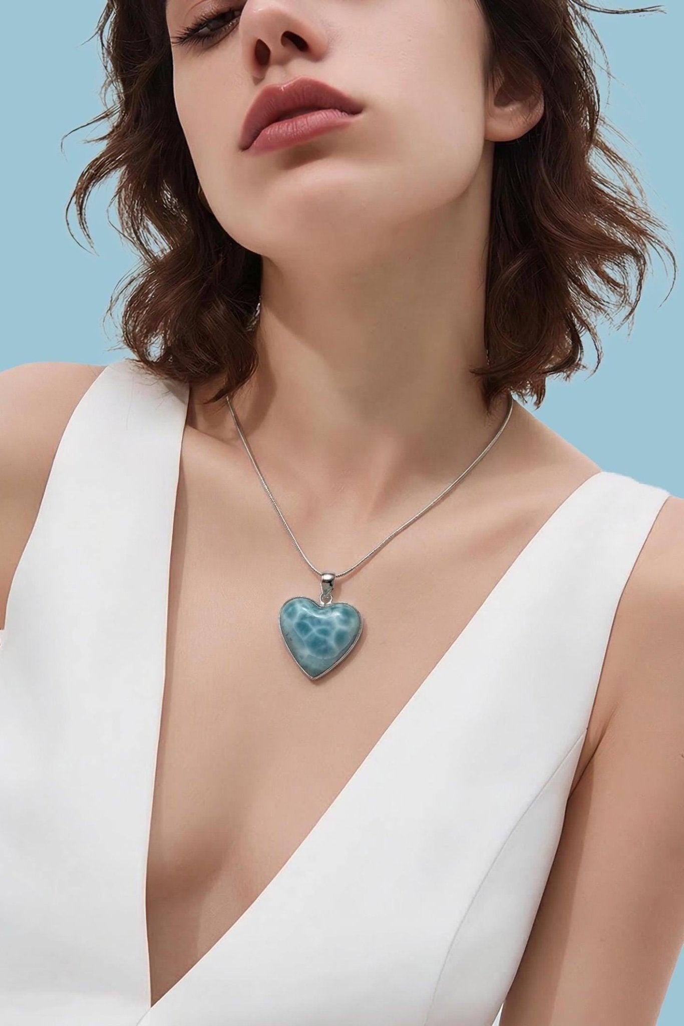 Larimar Heart Pendant: Sterling Silver - Larimar Creations