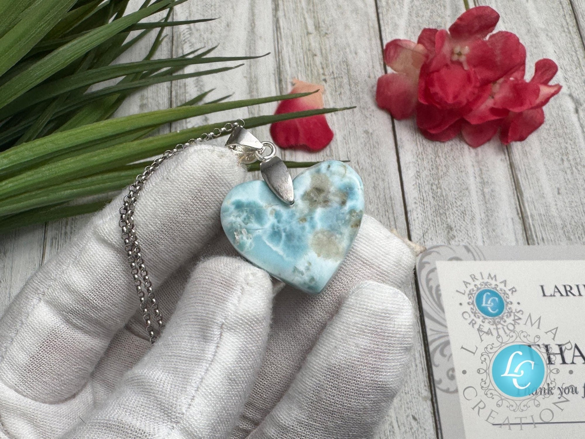 Larimar Heart Pendant | Sterling Silver - Larimar Creations