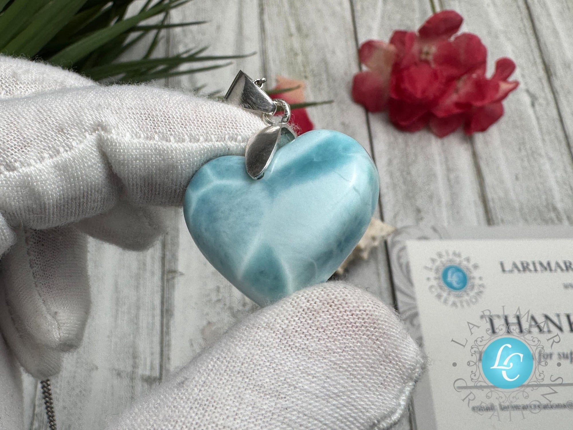Larimar Heart Pendant | Sterling Silver - Larimar Creations