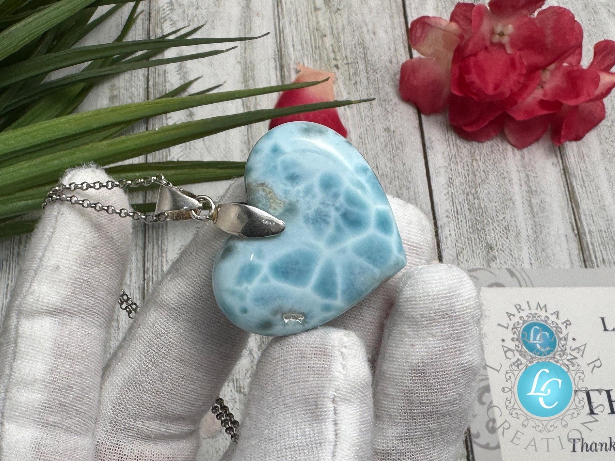 Larimar Heart Stone | Sterling Silver 925 - Larimar Creations