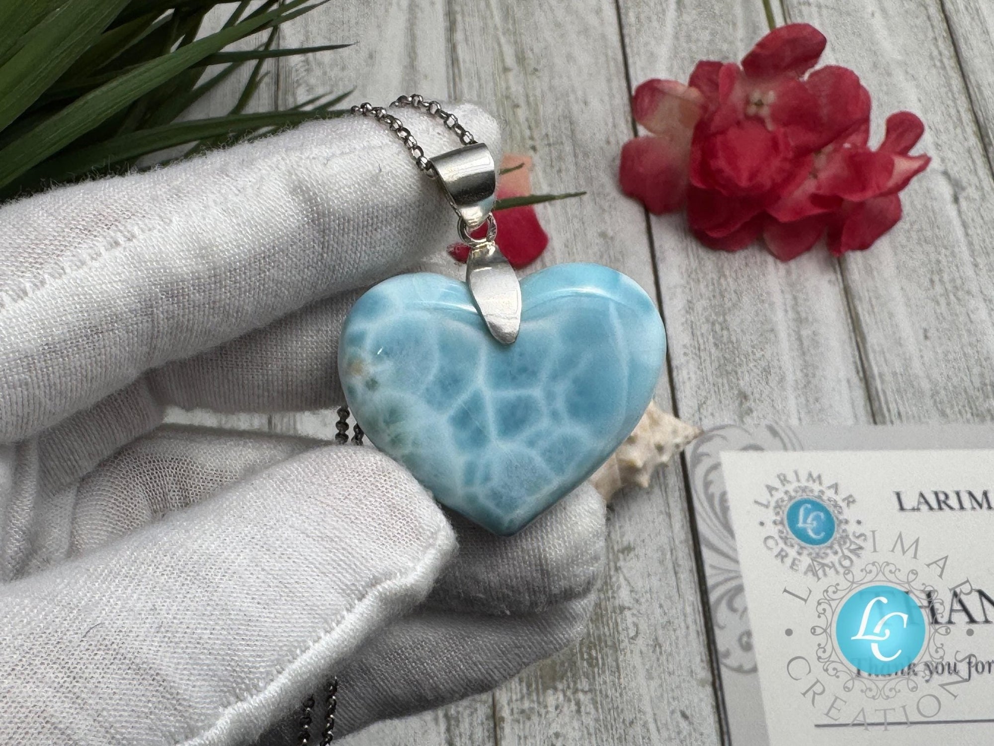 Larimar Heart Stone | Sterling Silver 925 - Larimar Creations