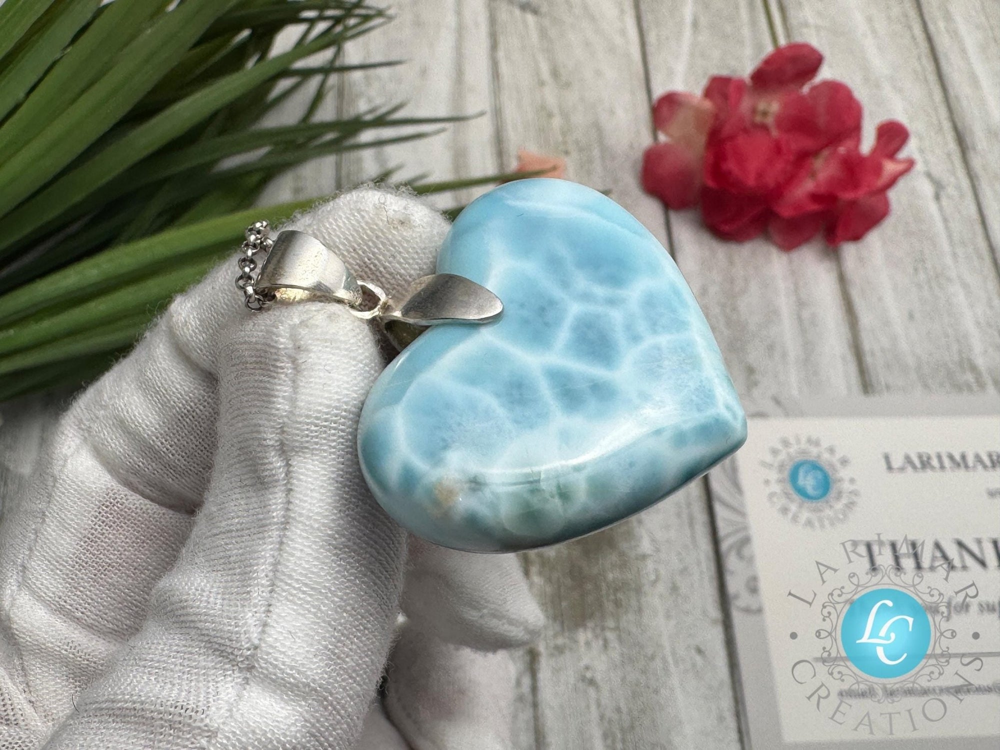 Larimar Heart Stone | Sterling Silver 925 - Larimar Creations