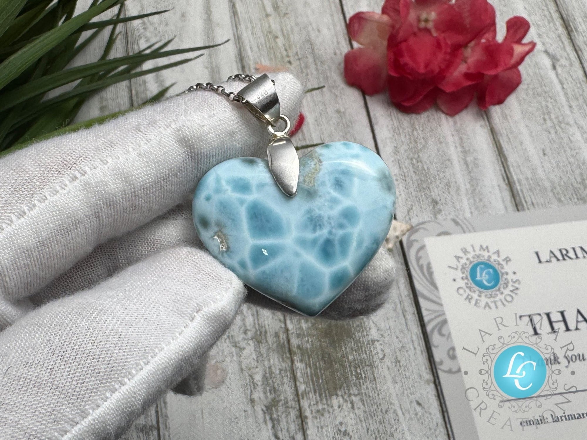 Larimar Heart Stone | Sterling Silver 925 - Larimar Creations