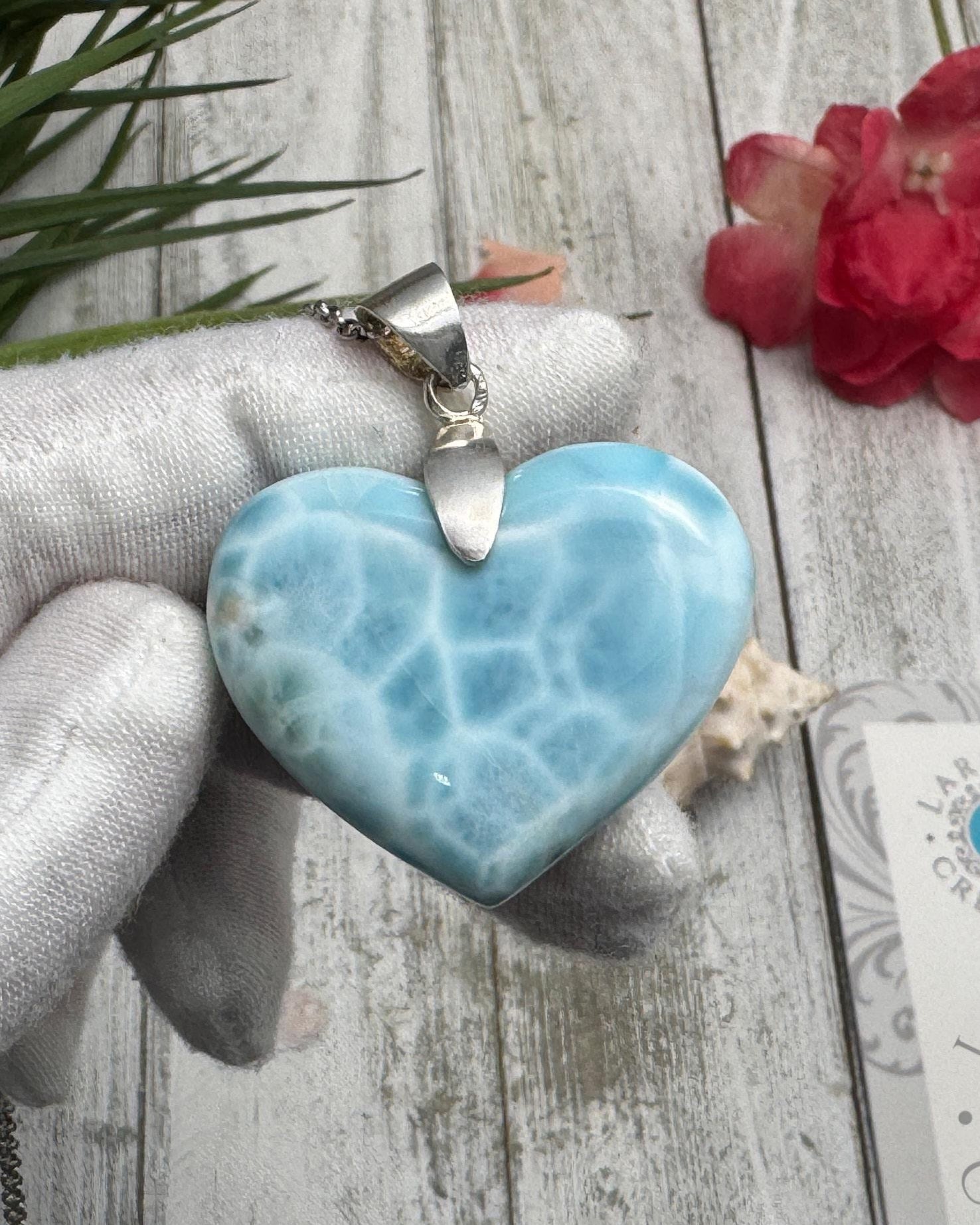Larimar Heart Stone | Sterling Silver 925 - Larimar Creations