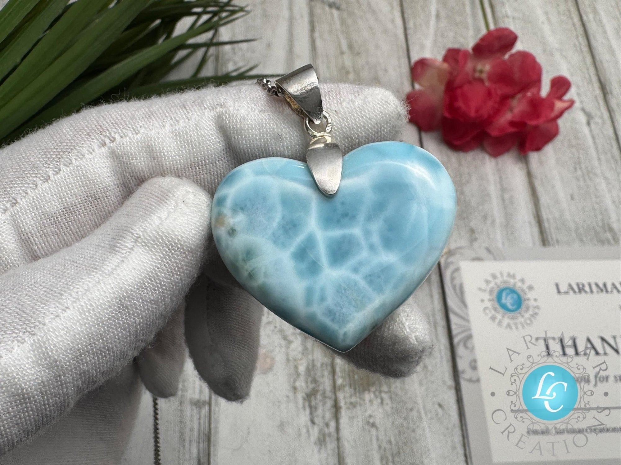 Larimar Heart Stone | Sterling Silver 925 - Larimar Creations