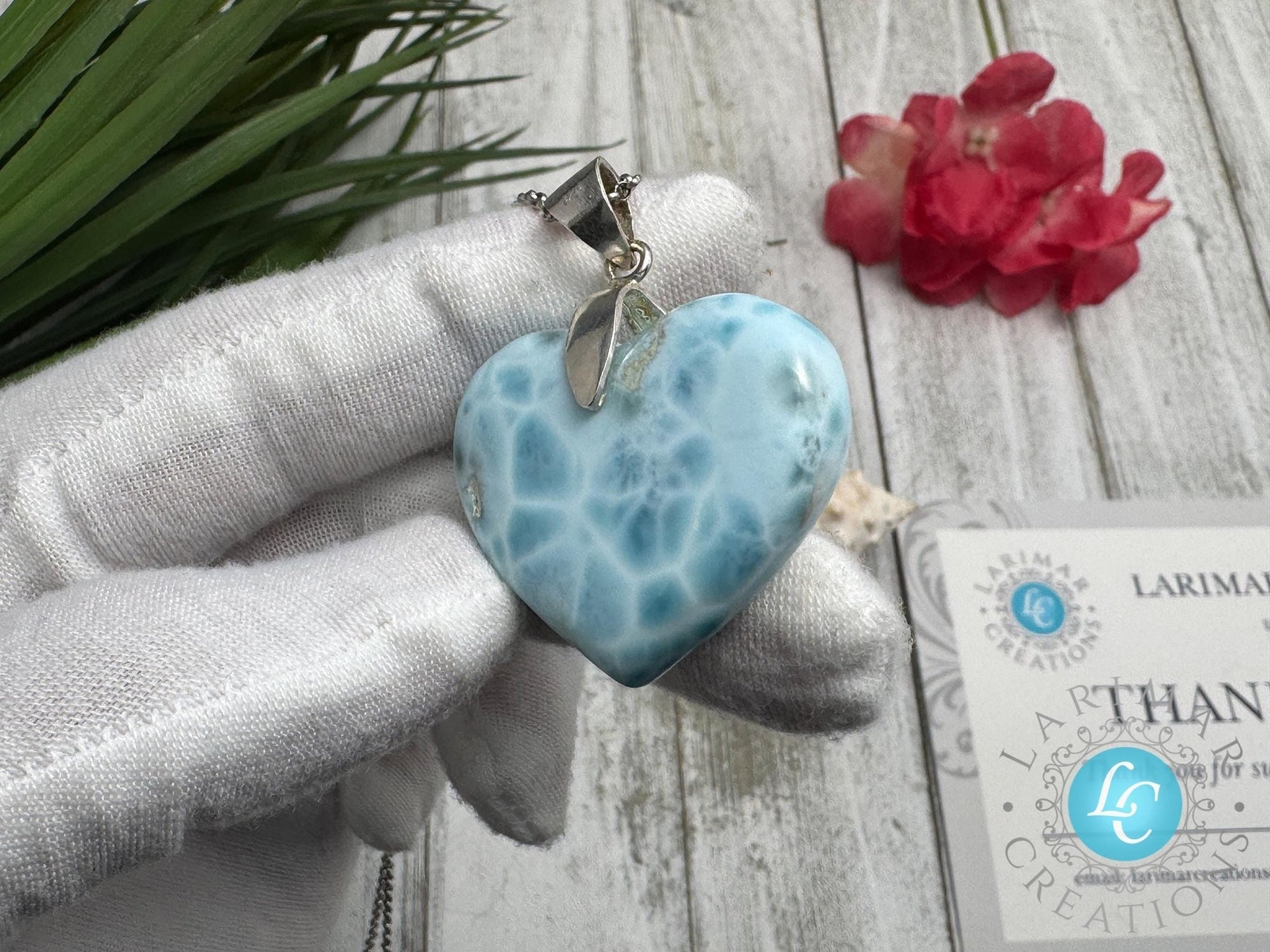 Larimar Heart Stone | Sterling Silver 925 - Larimar Creations