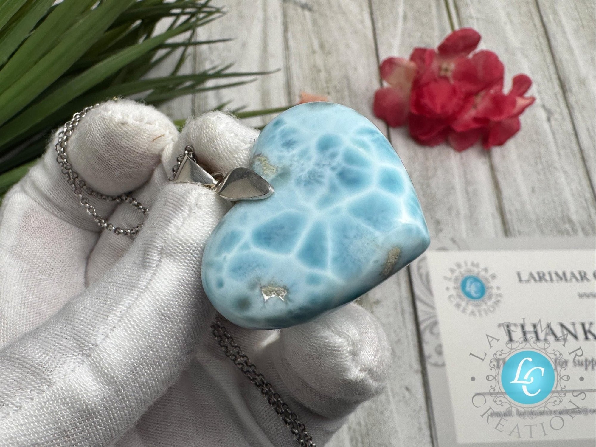 Larimar Heart Stone | Sterling Silver 925 - Larimar Creations