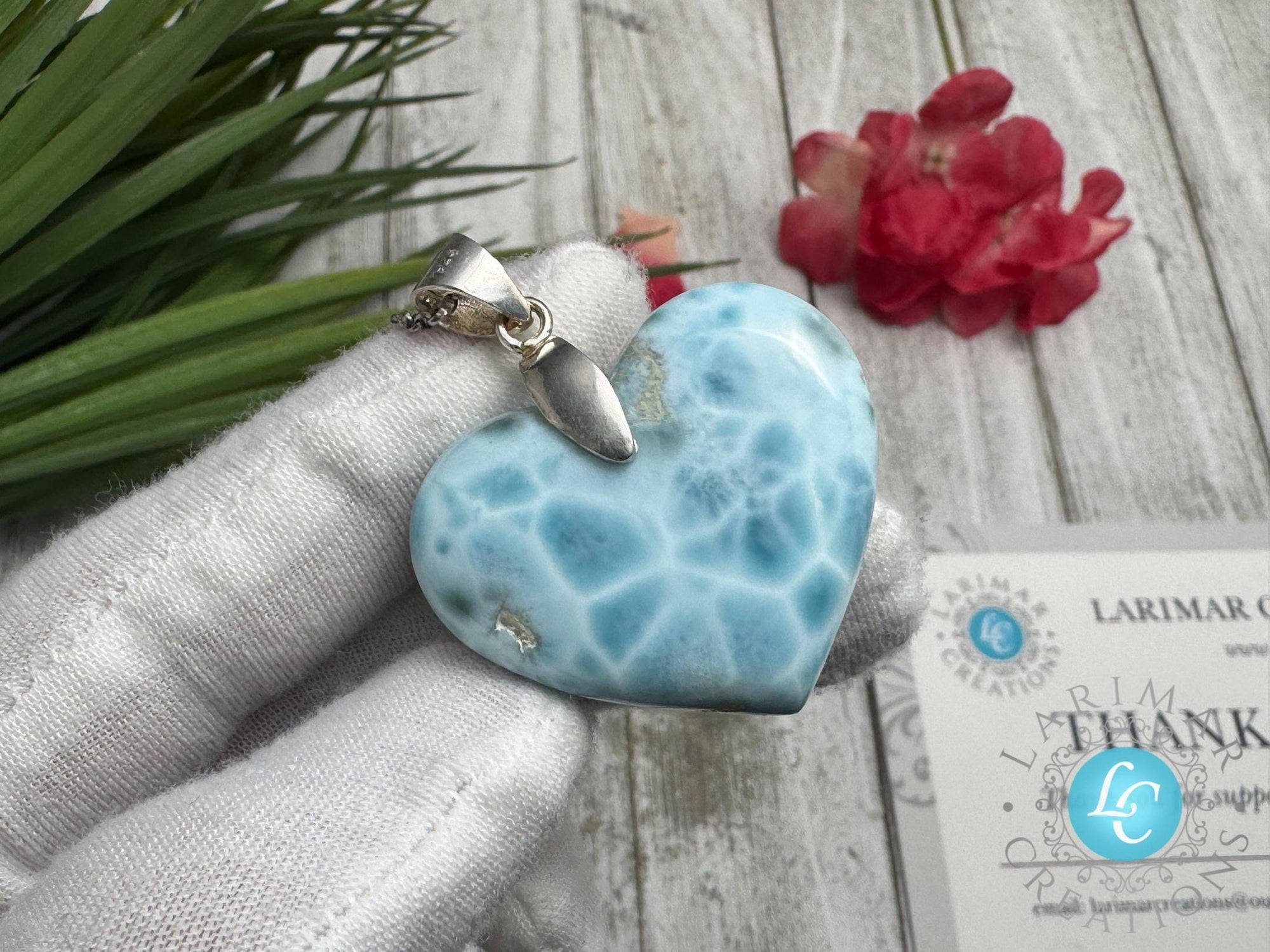 Larimar Heart Stone | Sterling Silver 925 - Larimar Creations