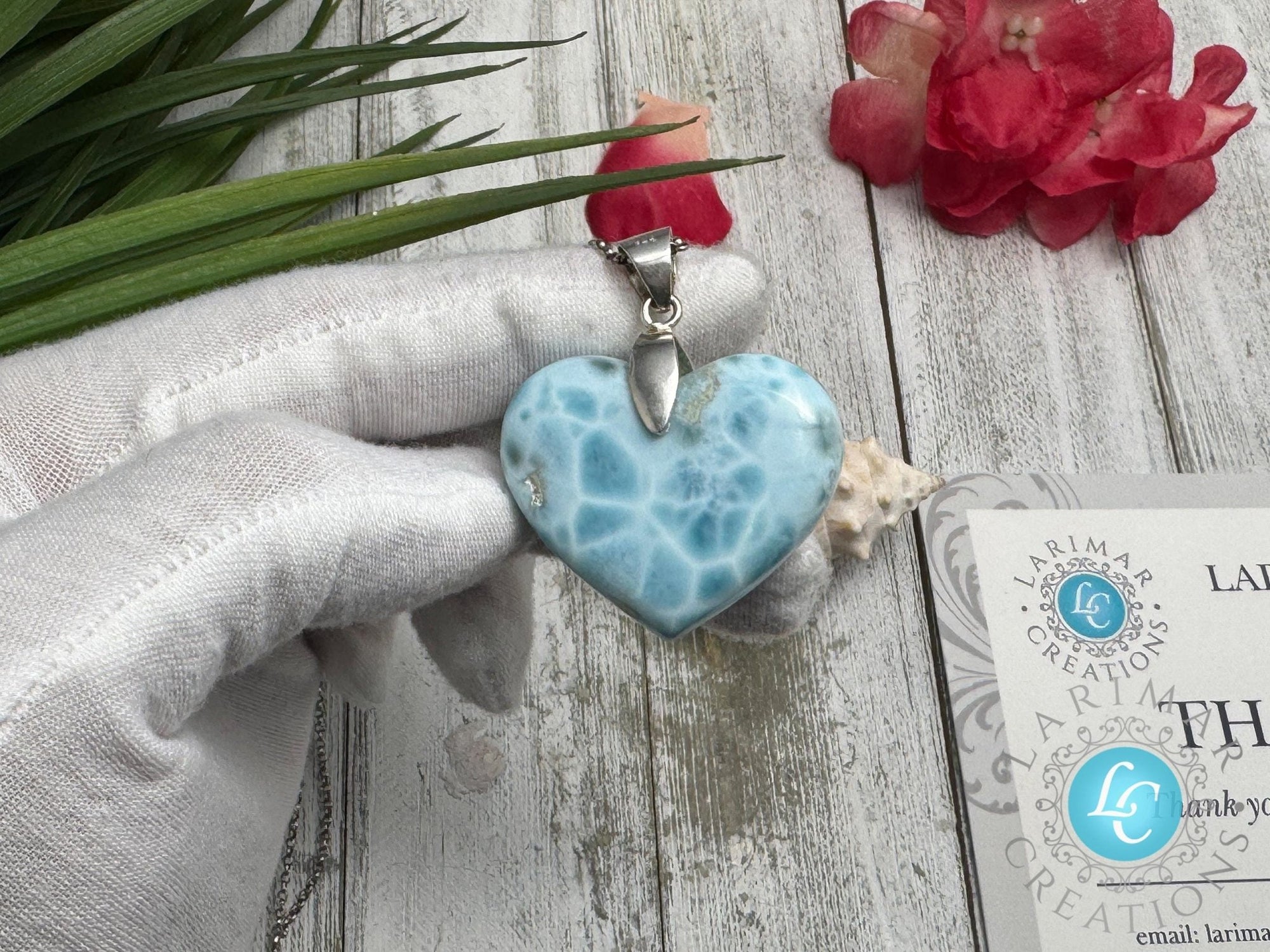 Larimar Heart Stone | Sterling Silver 925 - Larimar Creations