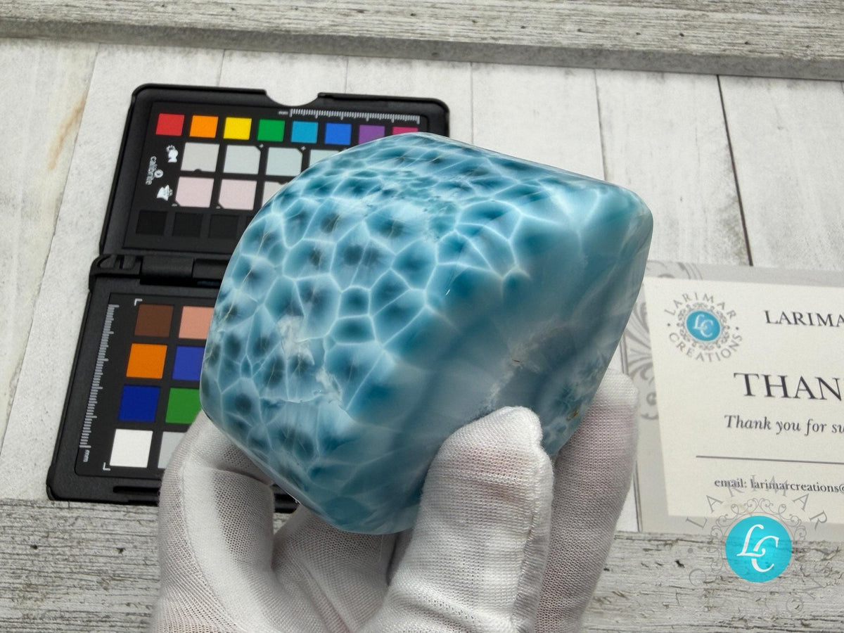 Larimar Large Cabochon Blue Atlantis Stone, High - Grade Gemstone Collectors - Larimar Creations