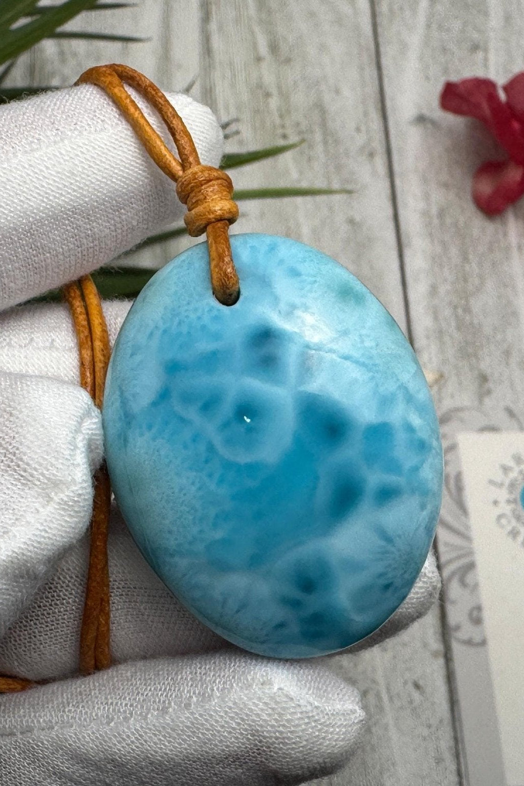 Larimar Leather Necklace - Larimar Creations