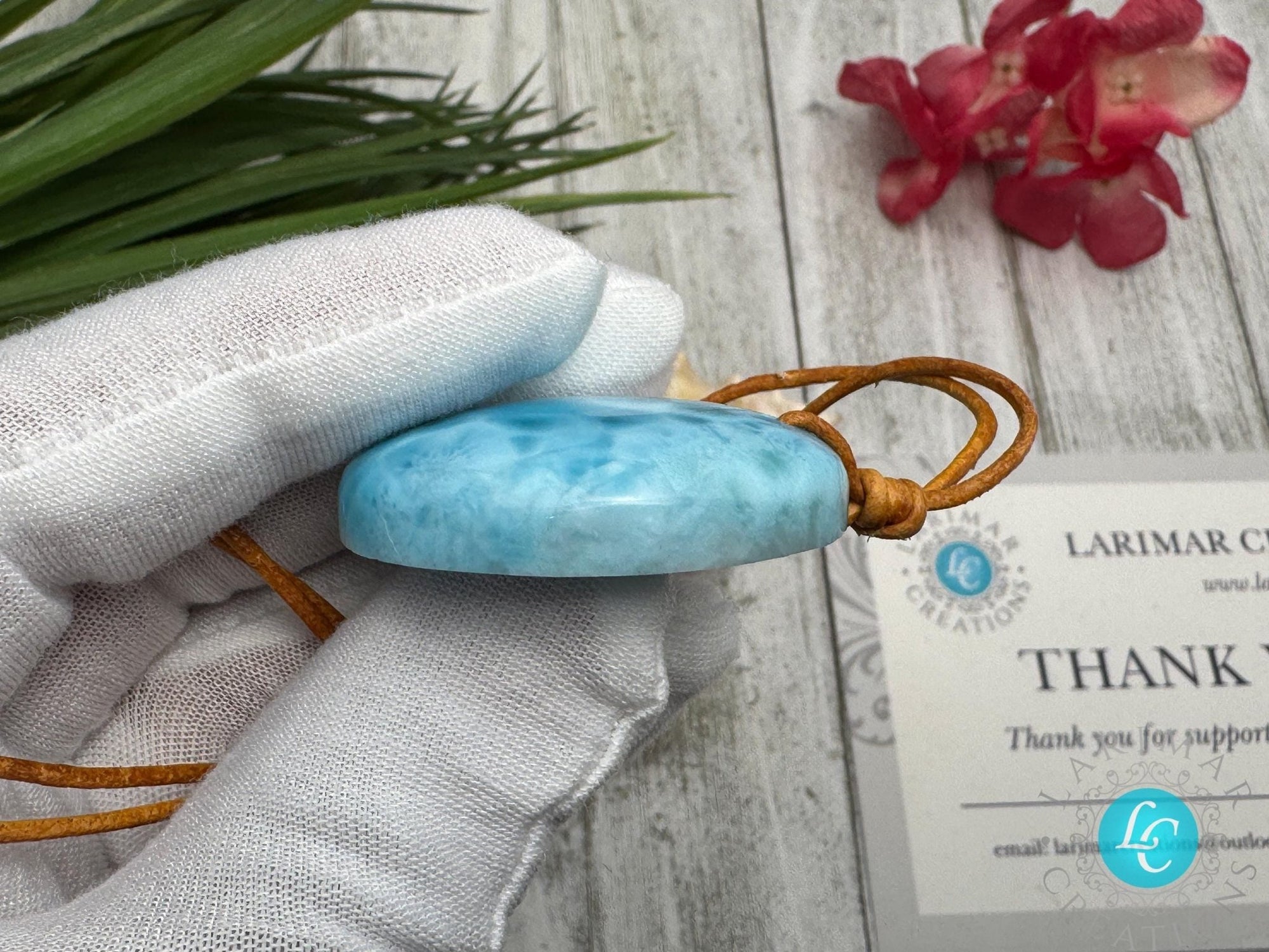 Larimar Leather Necklace - Larimar Creations