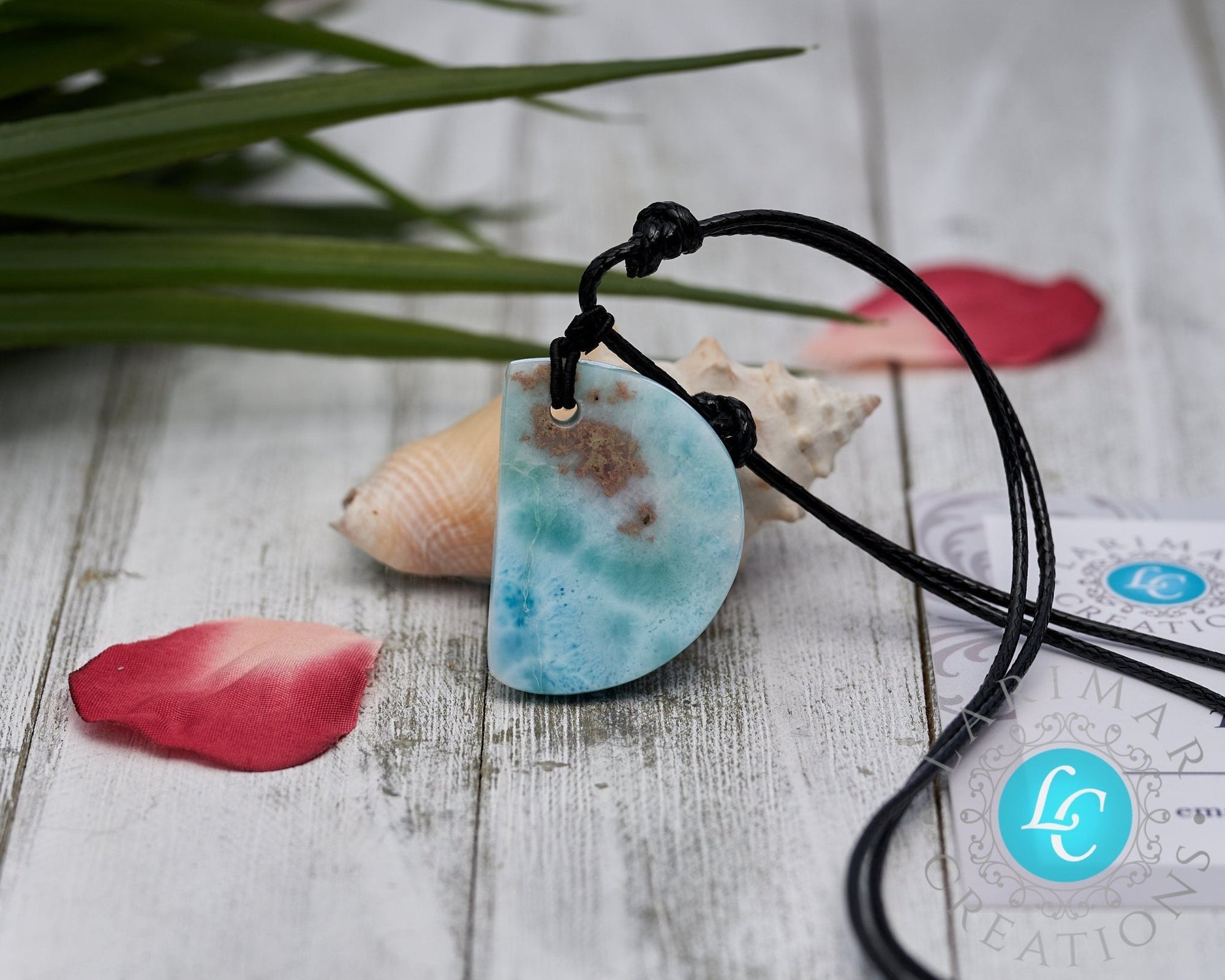 Larimar Leather Necklace - Larimar Creations