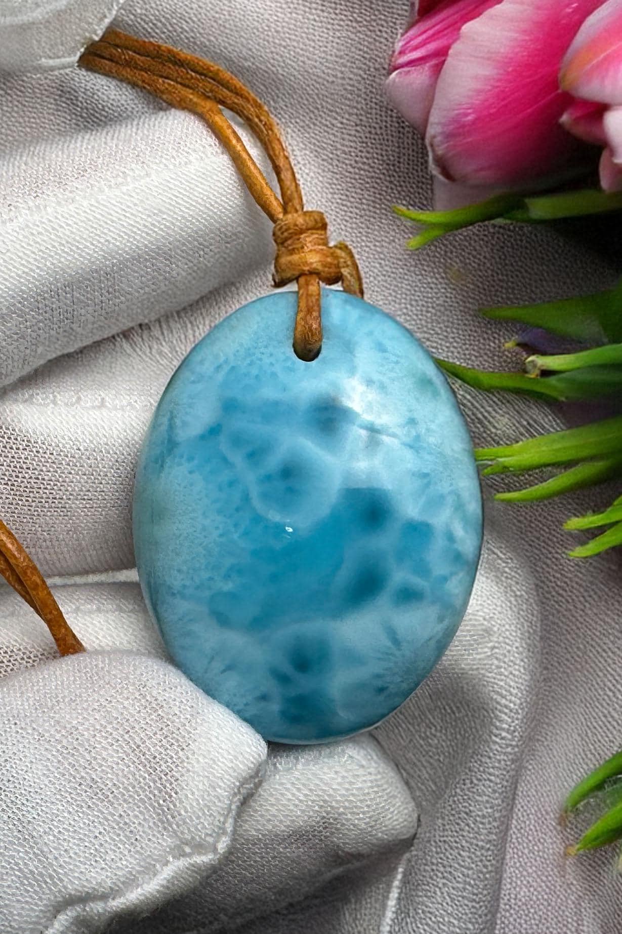 Larimar Leather Necklace - Larimar Creations