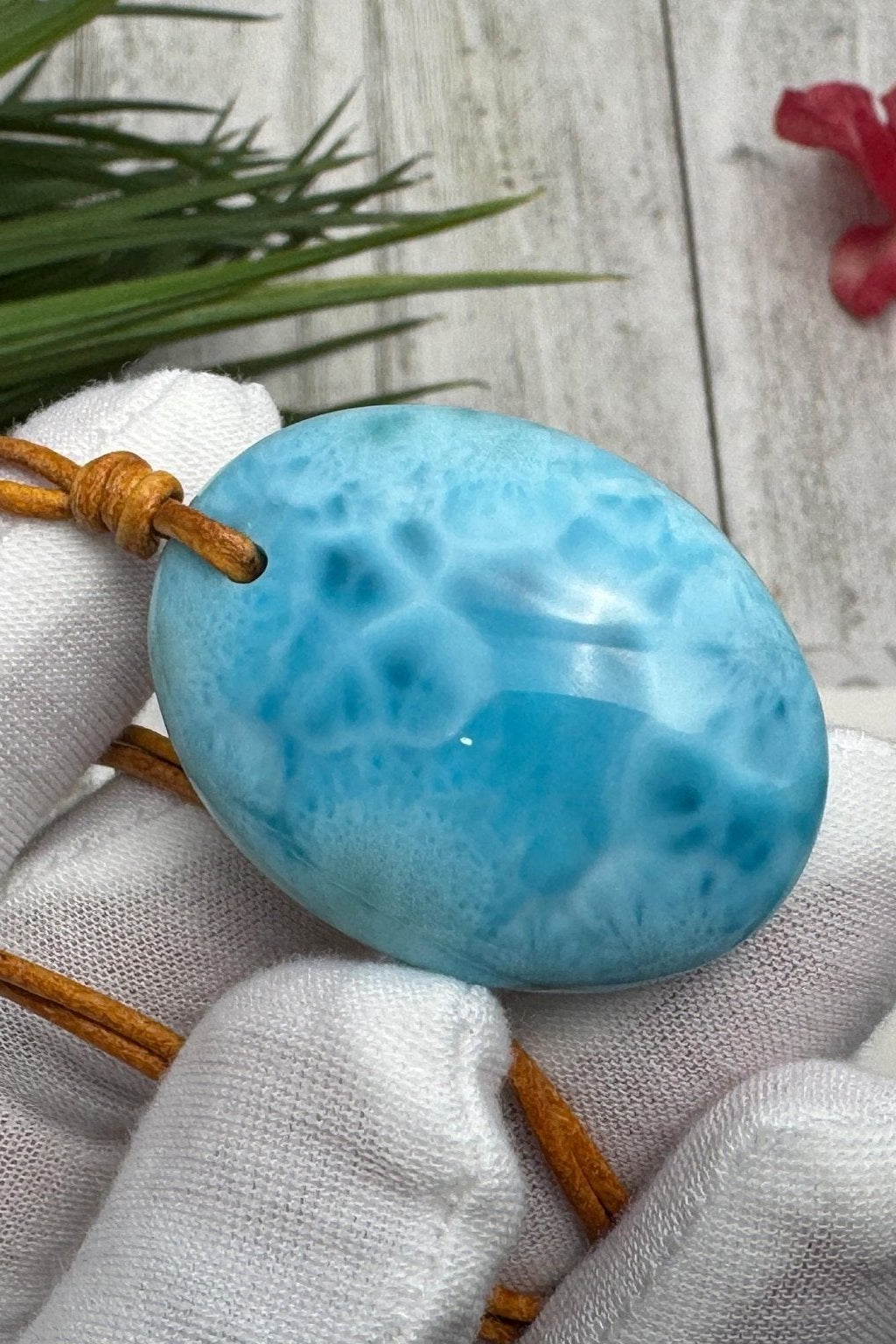 Larimar Leather Necklace - Larimar Creations