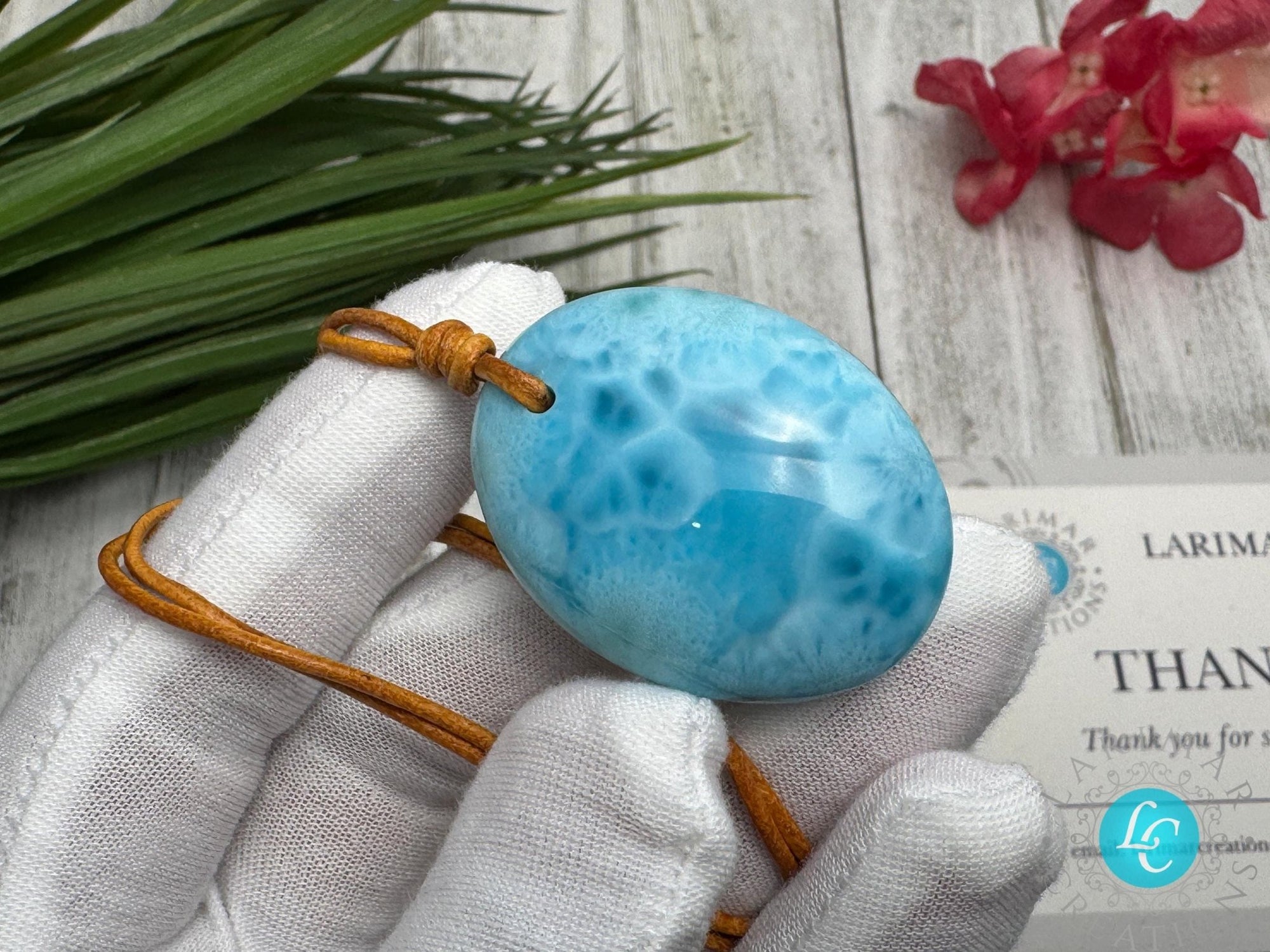 Larimar Leather Necklace - Larimar Creations