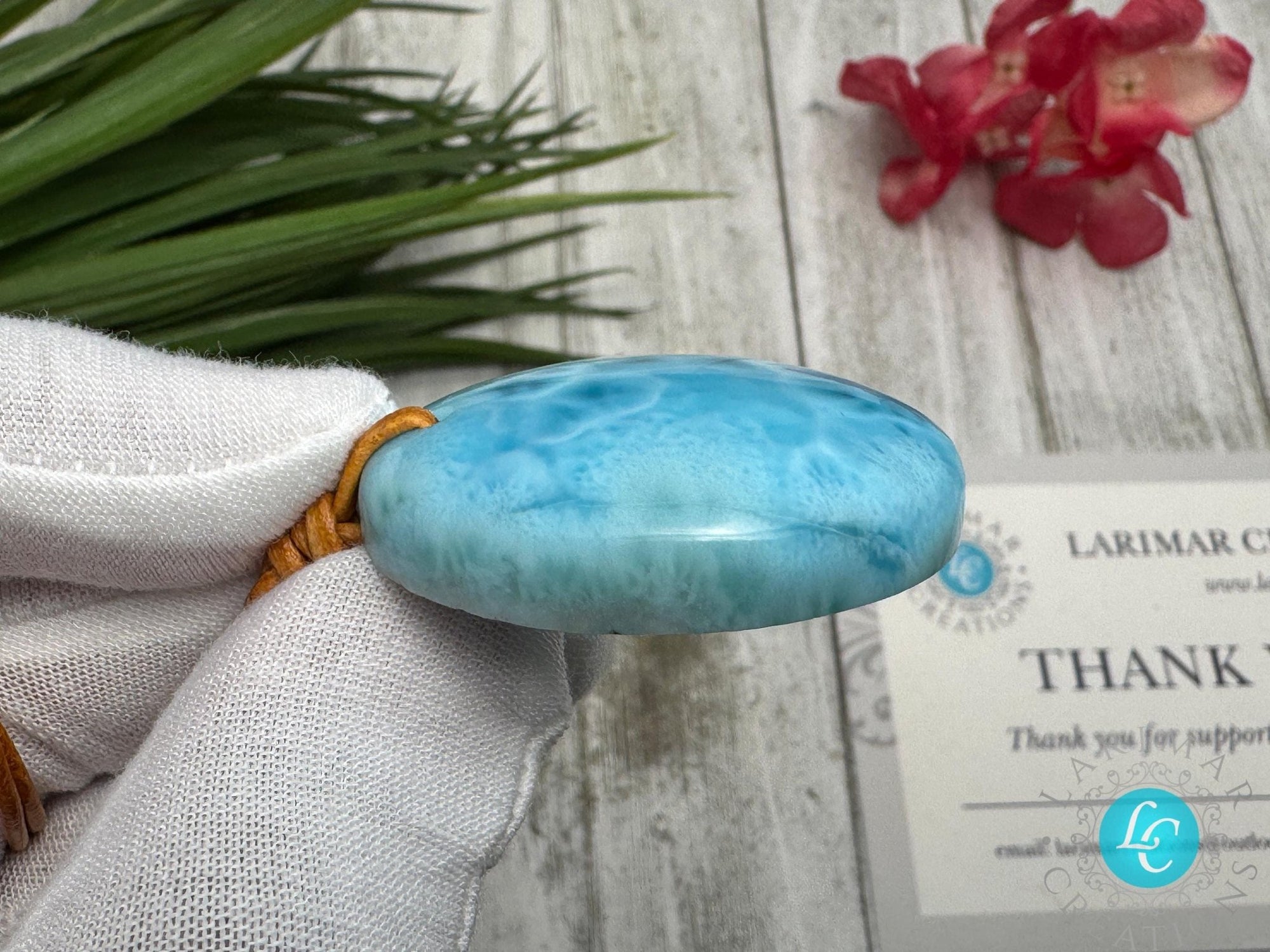 Larimar Leather Necklace - Larimar Creations