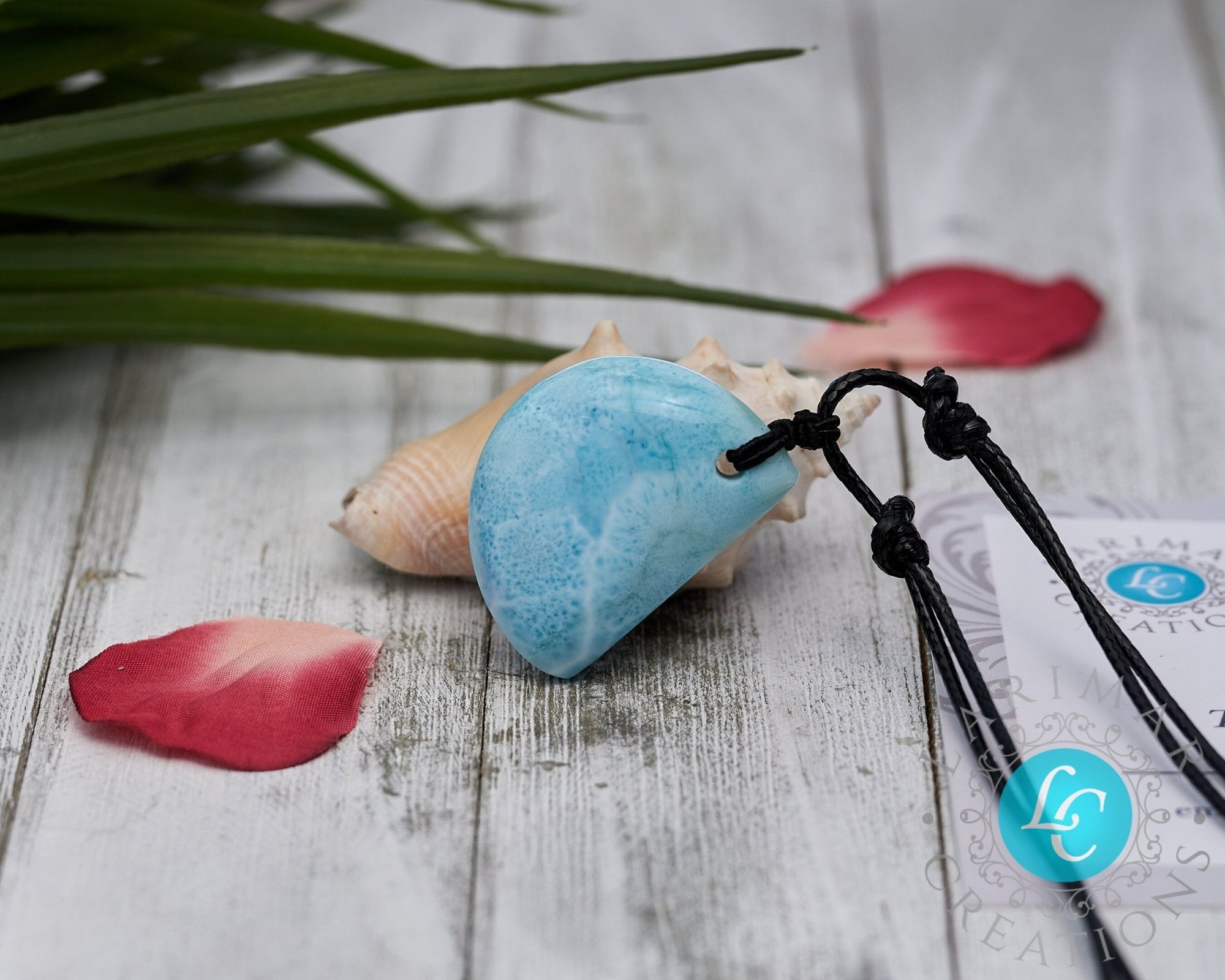 Larimar Leather Necklace - Larimar Creations