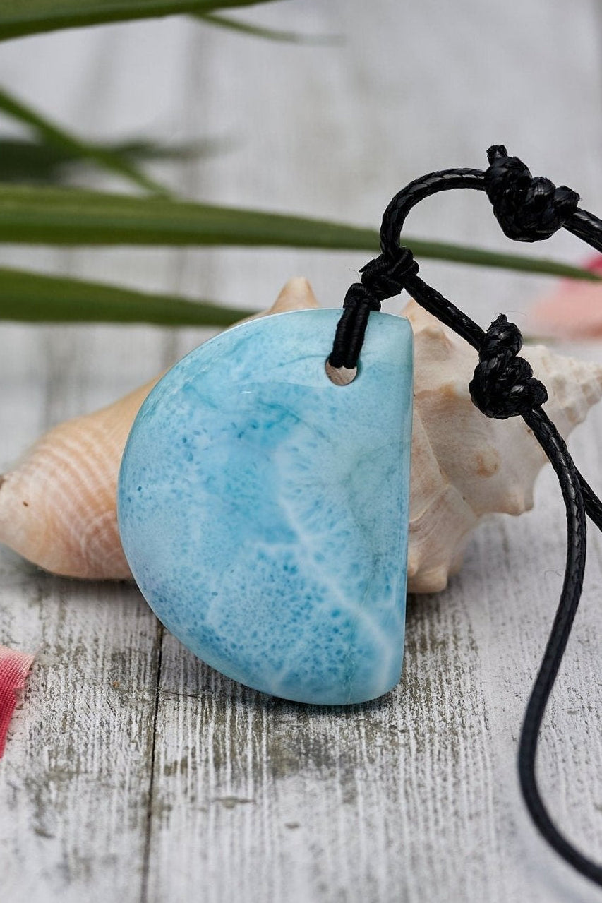 Larimar Leather Necklace - Larimar Creations