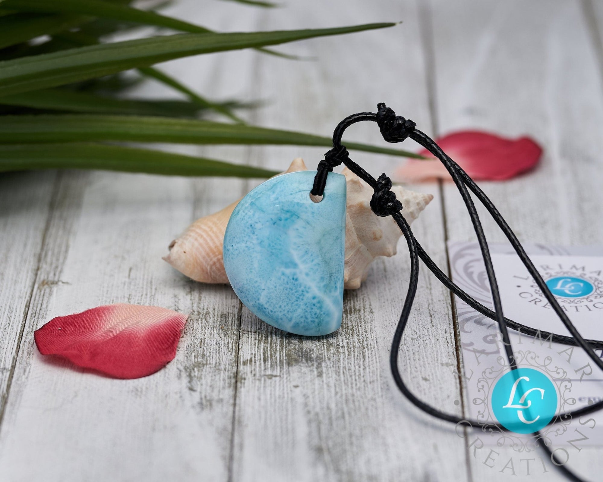 Larimar Leather Necklace - Larimar Creations