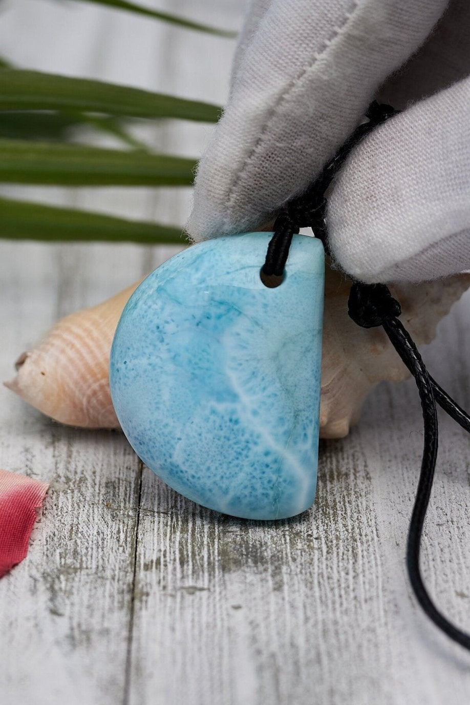 Larimar Leather Necklace - Larimar Creations