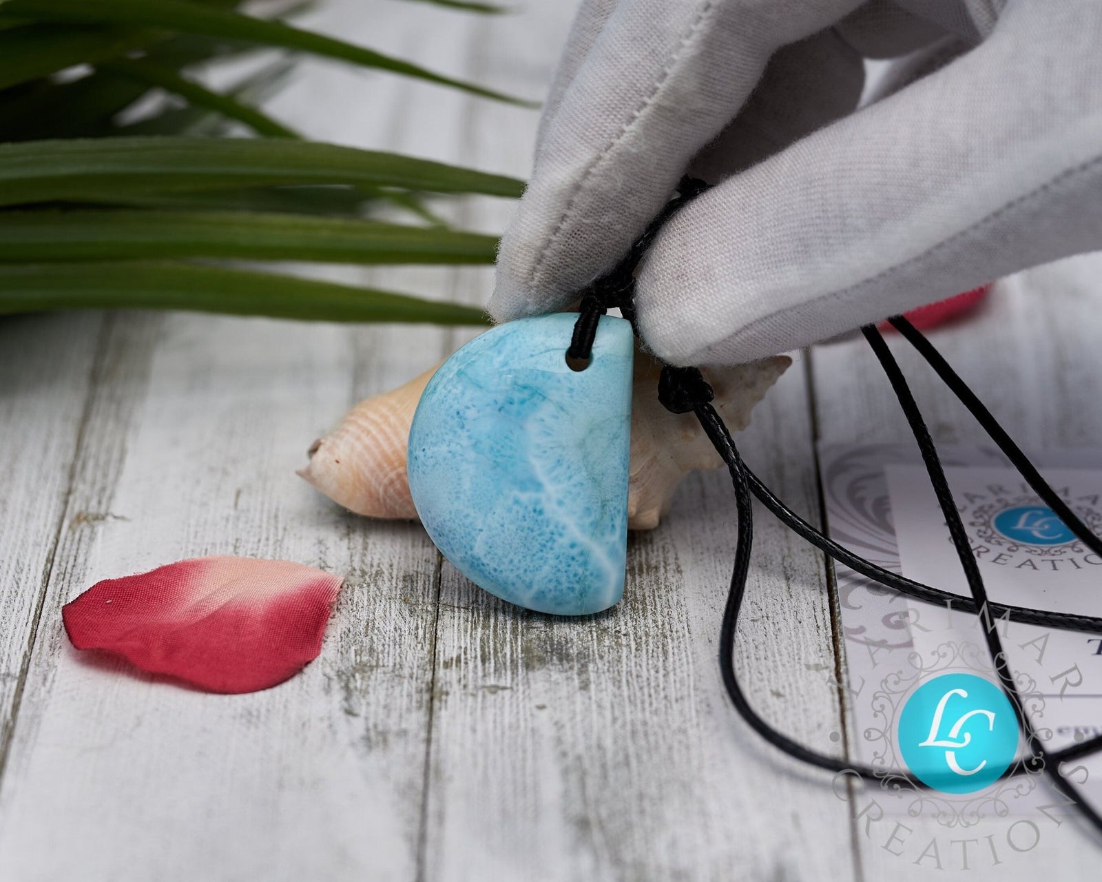 Larimar Leather Necklace - Larimar Creations