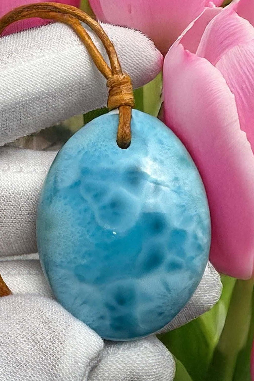 Larimar Leather Necklace - Larimar Creations