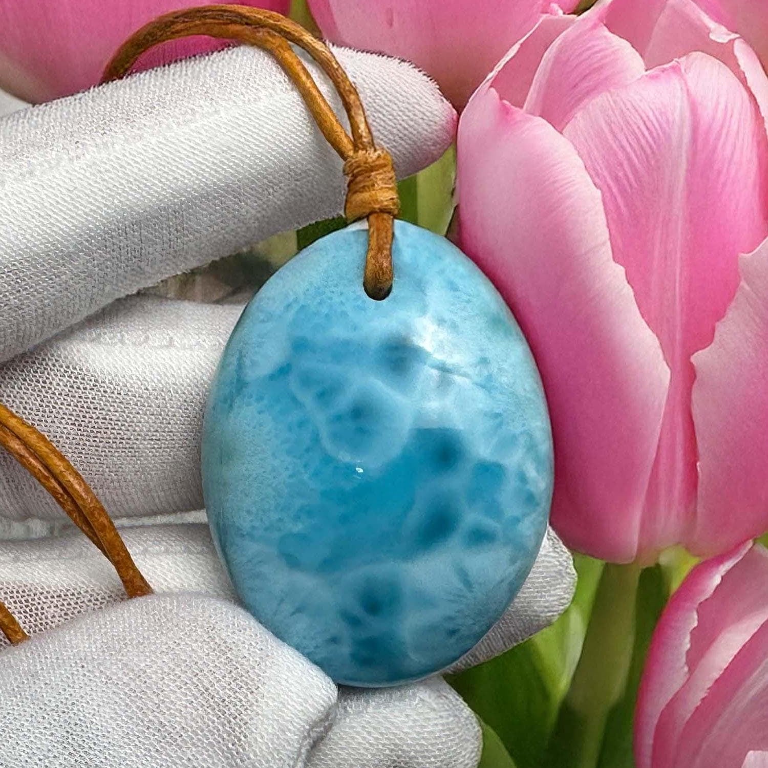 Larimar Leather Necklace - Larimar Creations
