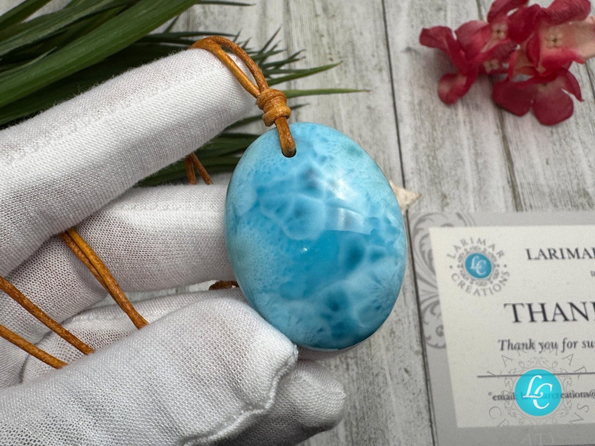 Larimar Leather Necklace - Larimar Creations