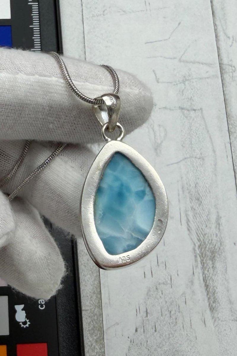 Larimar Oval Pendant Necklace, 925 Sterling Silver - Larimar Creations
