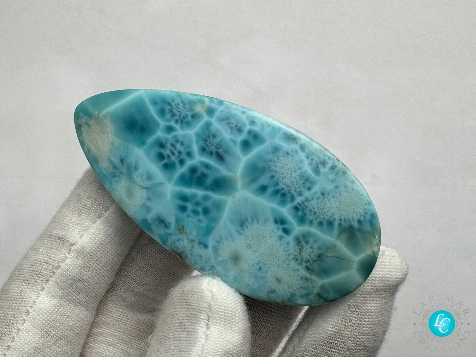 Larimar Palm Stone Cabochon - Larimar Creations