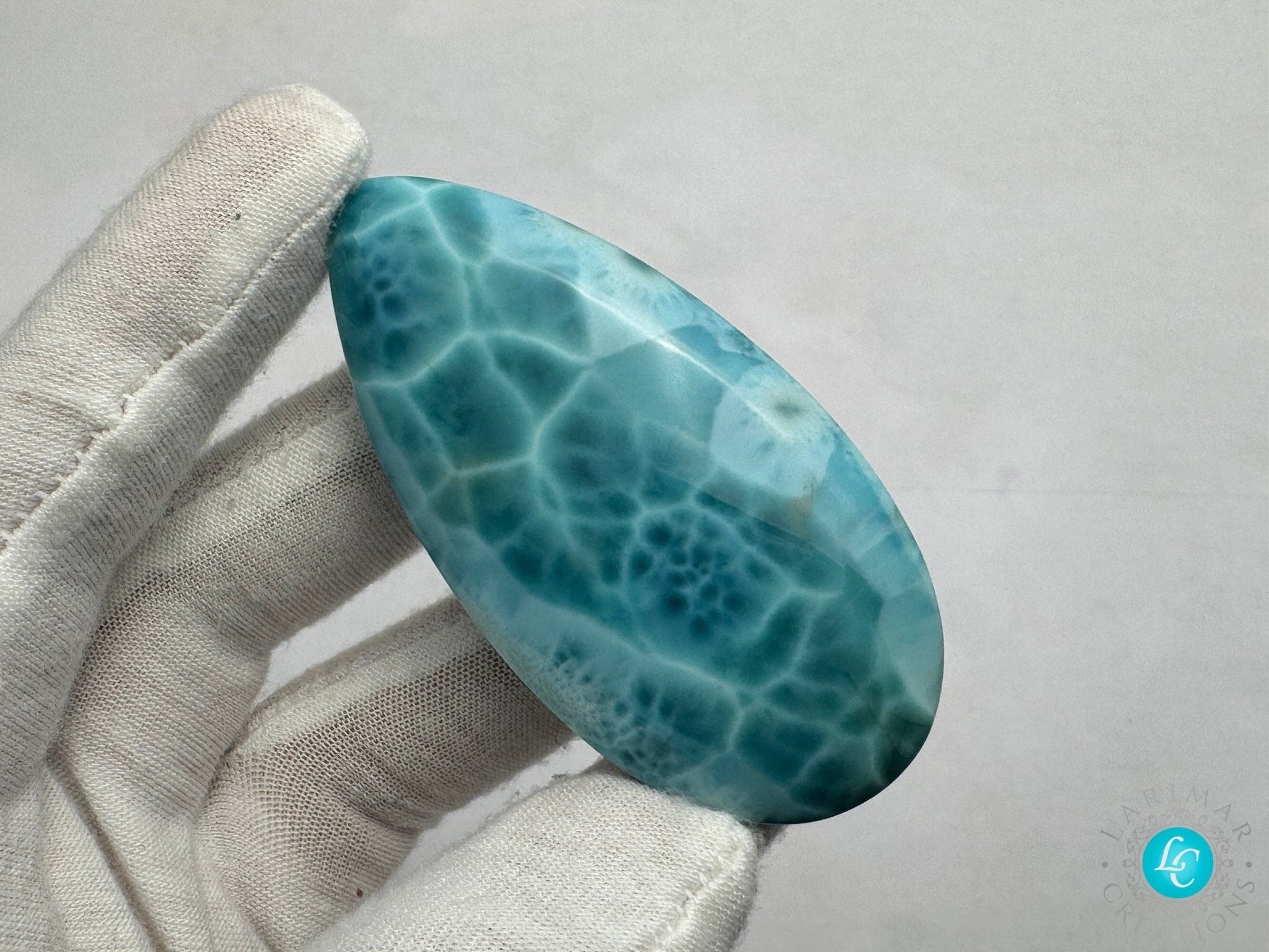 Larimar Palm Stone Cabochon - Larimar Creations