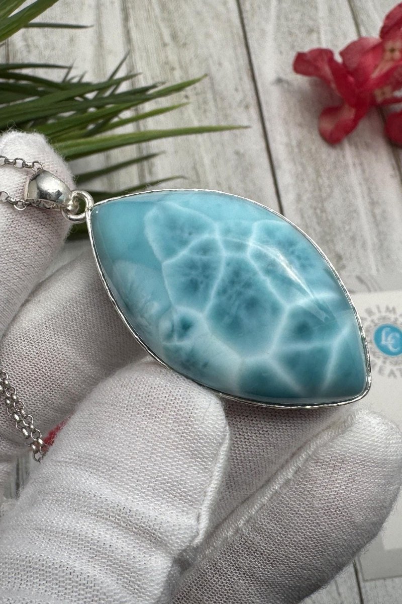 Larimar Pendant diamond shape / 925 Sterling Silver - Larimar Creations